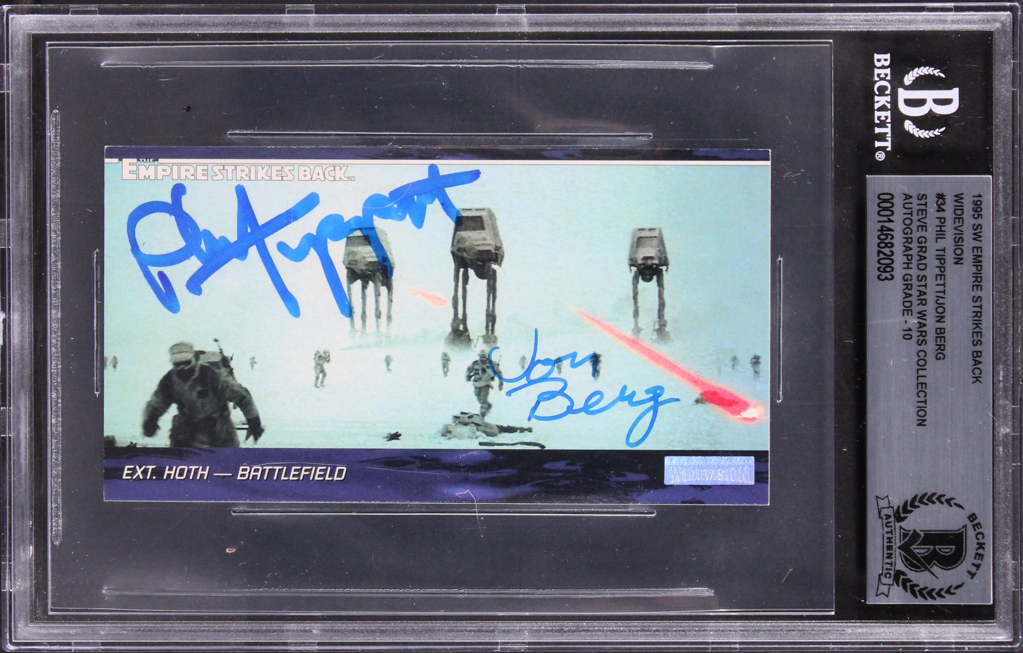 Star Wars (2) Tippet, Berg Signed 1995 ESB Widevision #34 Card Auto 10! BAS Slab - Image 2