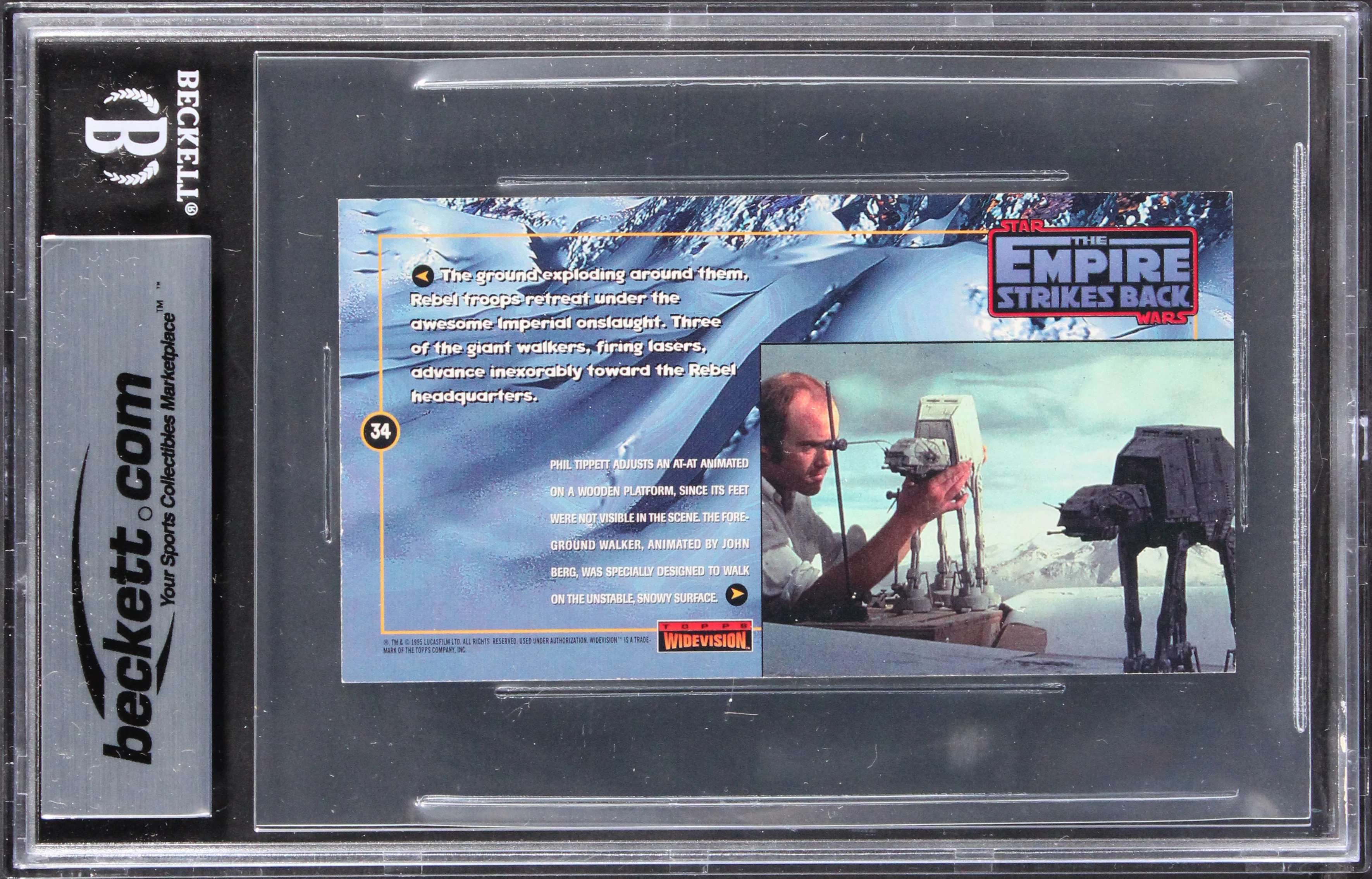 Star Wars (2) Tippet, Berg Signed 1995 ESB Widevision #34 Card Auto 10! BAS Slab - Image 3