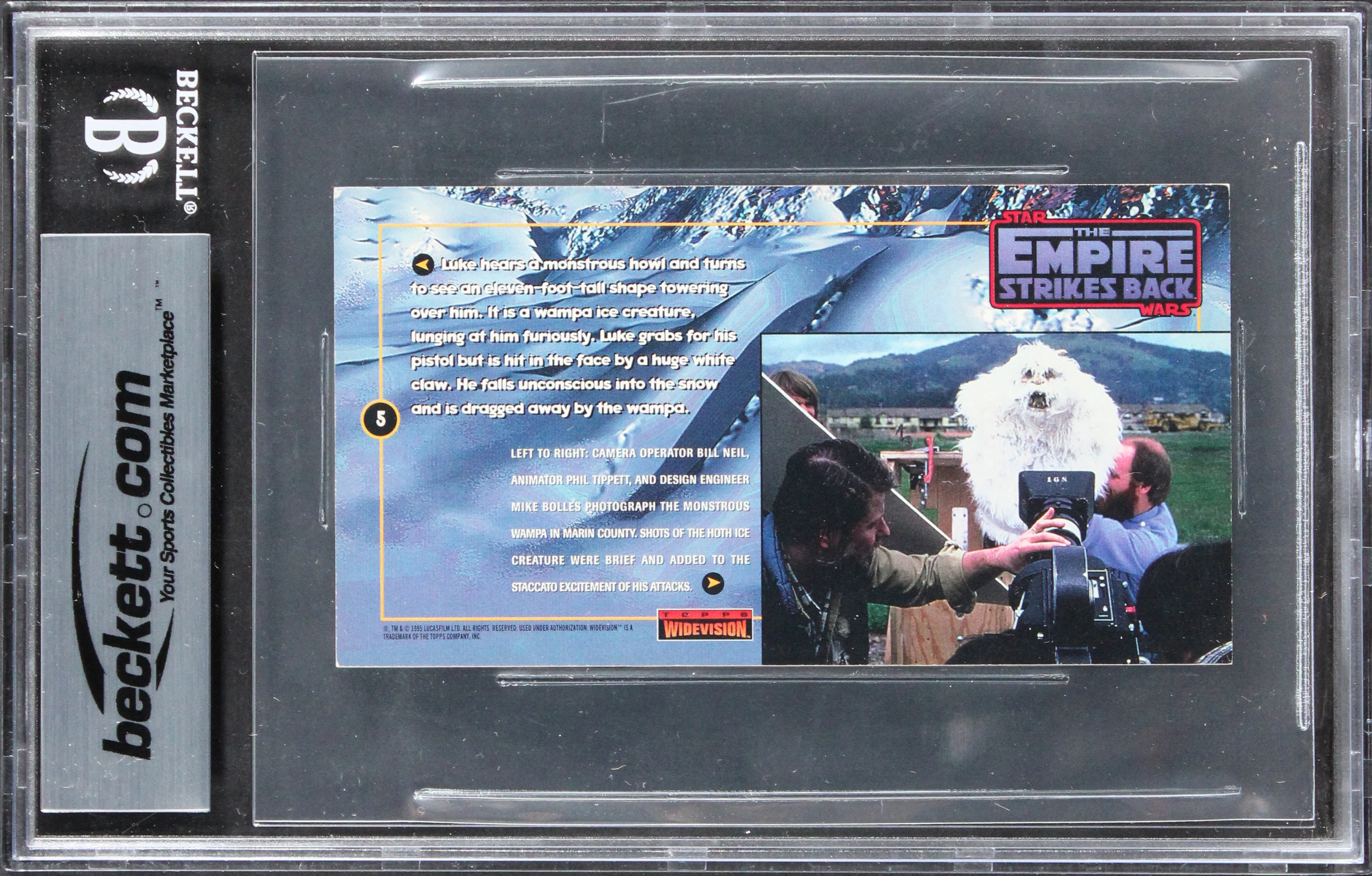 Star Wars (2) Tippett, Berg Signed 1995 ESB Widevision #5 Card Auto 10! BAS Slab - Image 3