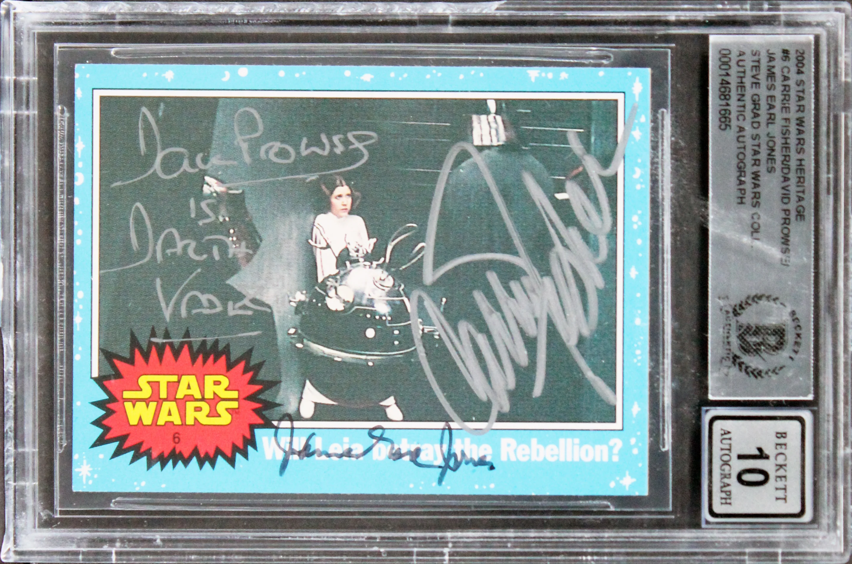 Star Wars (3) Fisher, Prowse & Jones Signed 2004 SW Heritage #6 Card BAS Slabbed - Image 2