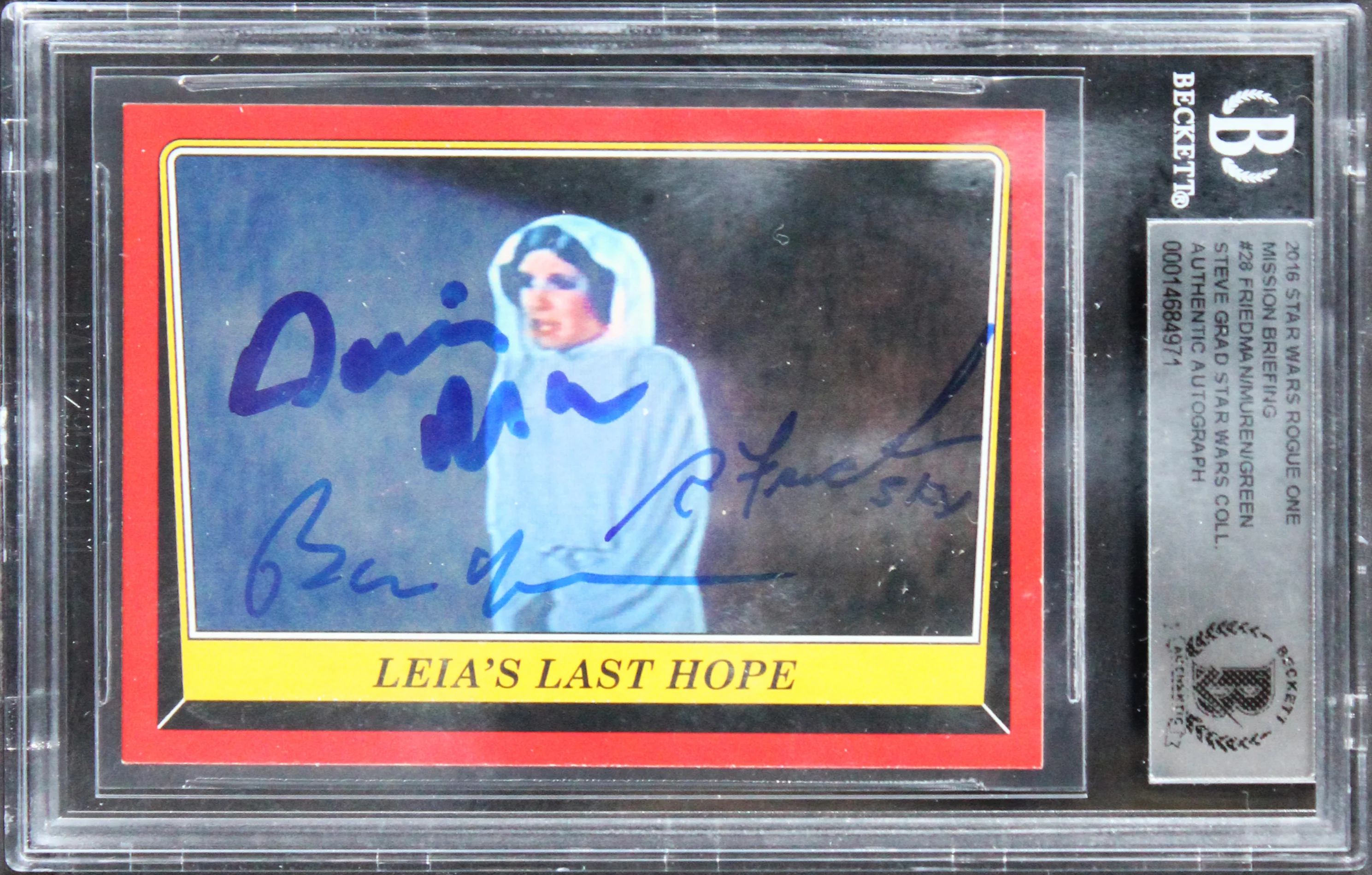 Star Wars (3) Friedman, Muren & Green Signed 2015 SW ROMB #28 Card BAS Slabbed - Image 2