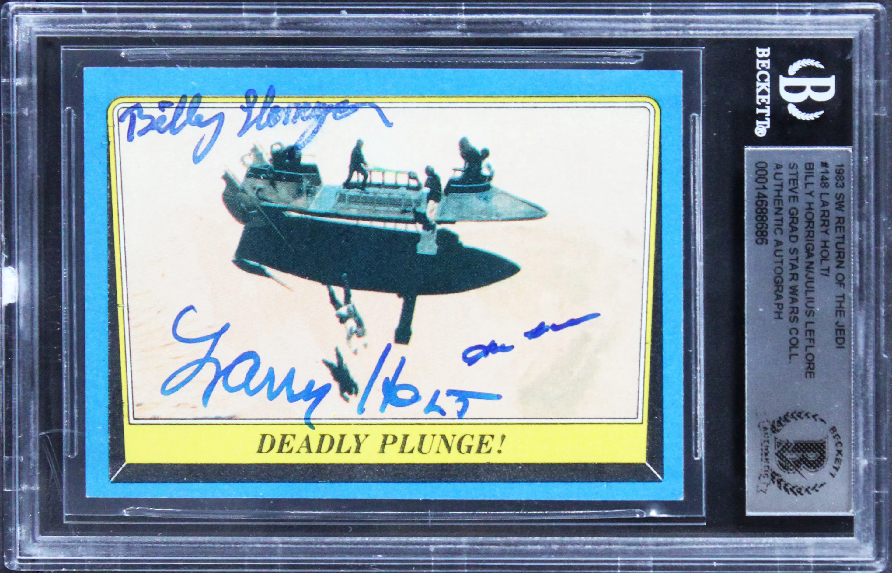 Star Wars (3) Holt, Horrigan & LeFlore Signed 1983 SW ROTJ #148 Card BAS Slabbed - Image 2