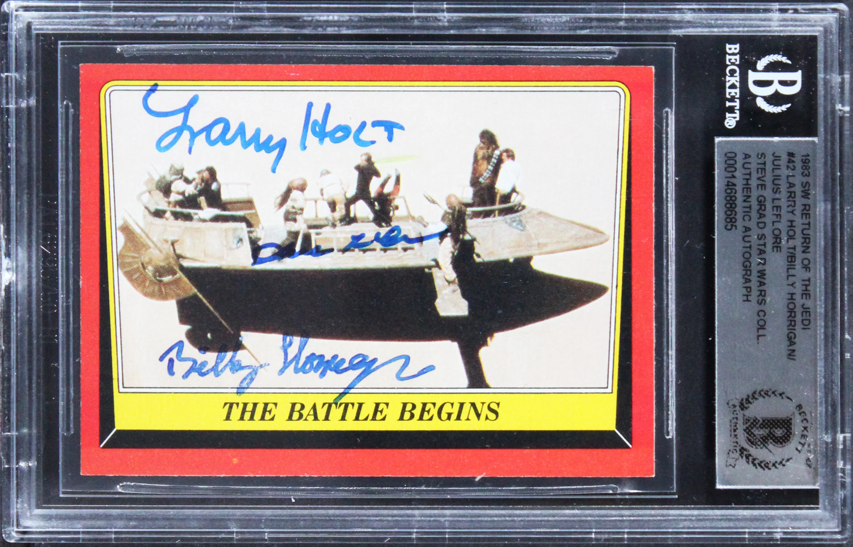 Star Wars (3) Holt, Horrigan & LeFlore Signed 1983 SW ROTJ #42 Card BAS Slabbed - Image 2