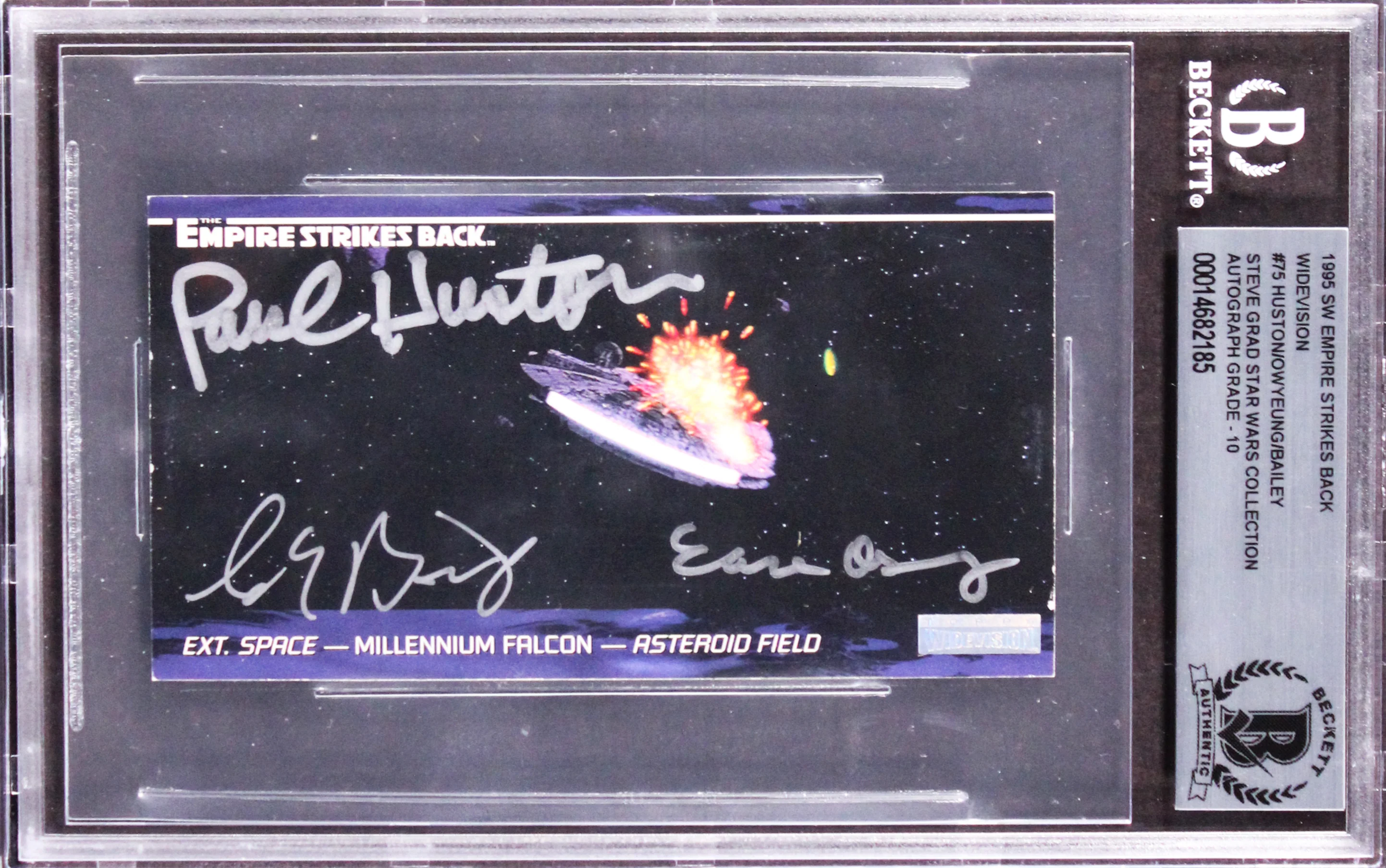 Star Wars (3) Huston, Bailey +1 Signed 1995 ESB WV #75 Card Auto 10! BAS Slabbed - Image 2