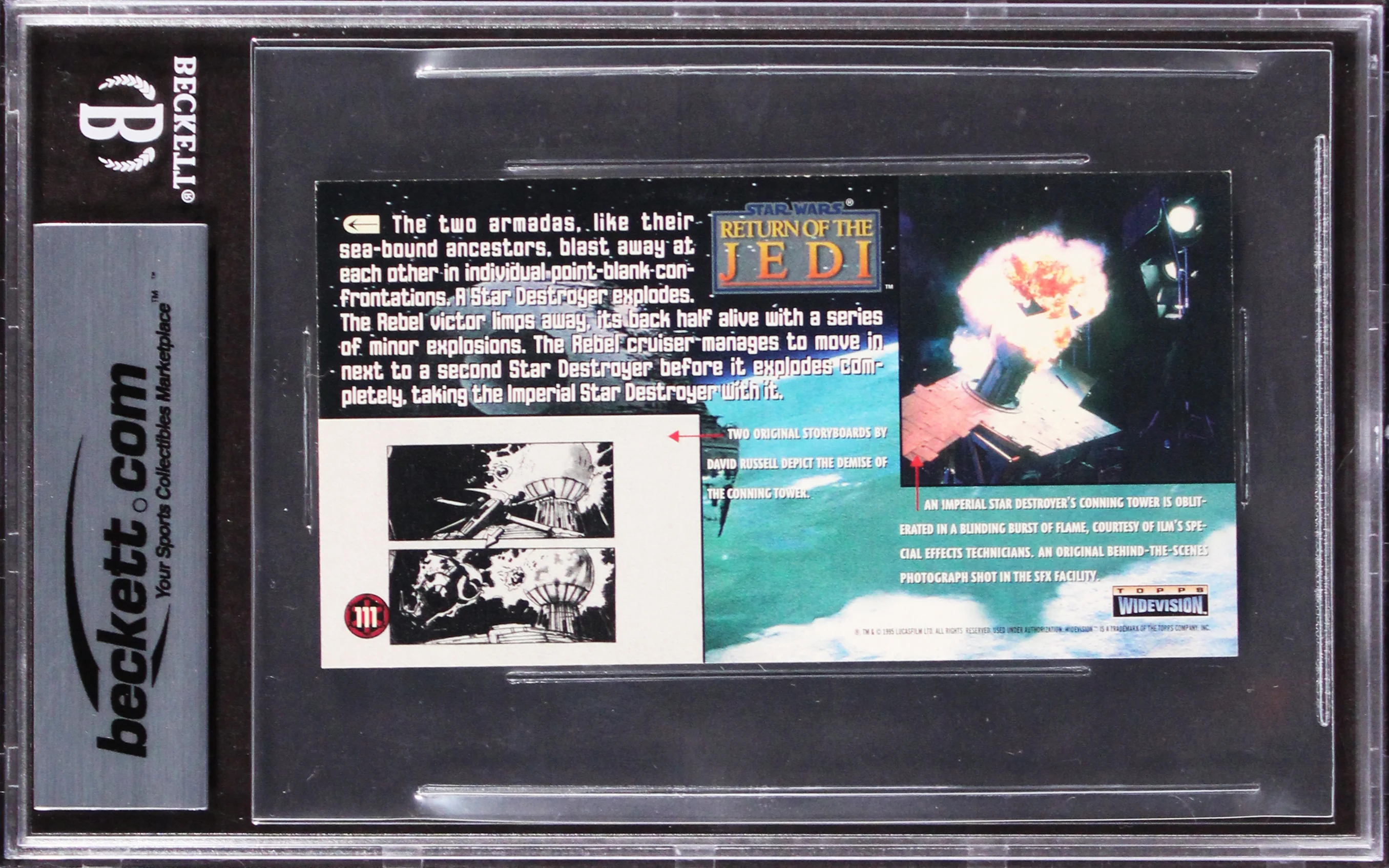 Star Wars (3) Huston, Bailey +1 Signed 1996 ROTJ WV #111 Card Auto 10! BAS Slab - Image 3