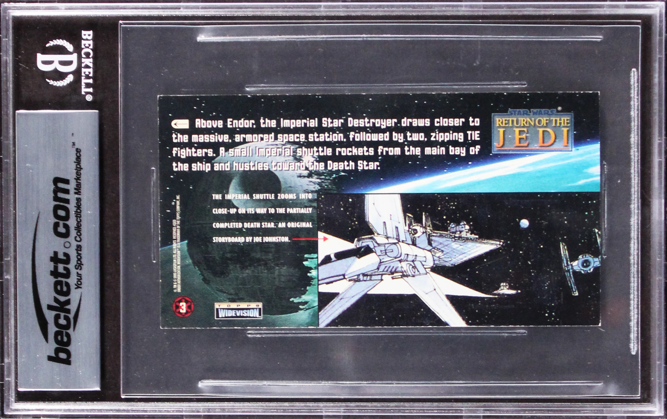 Star Wars (3) Huston, Bailey +1 Signed 1996 ROTJ WV #3 Card Auto 10! BAS Slab - Image 3