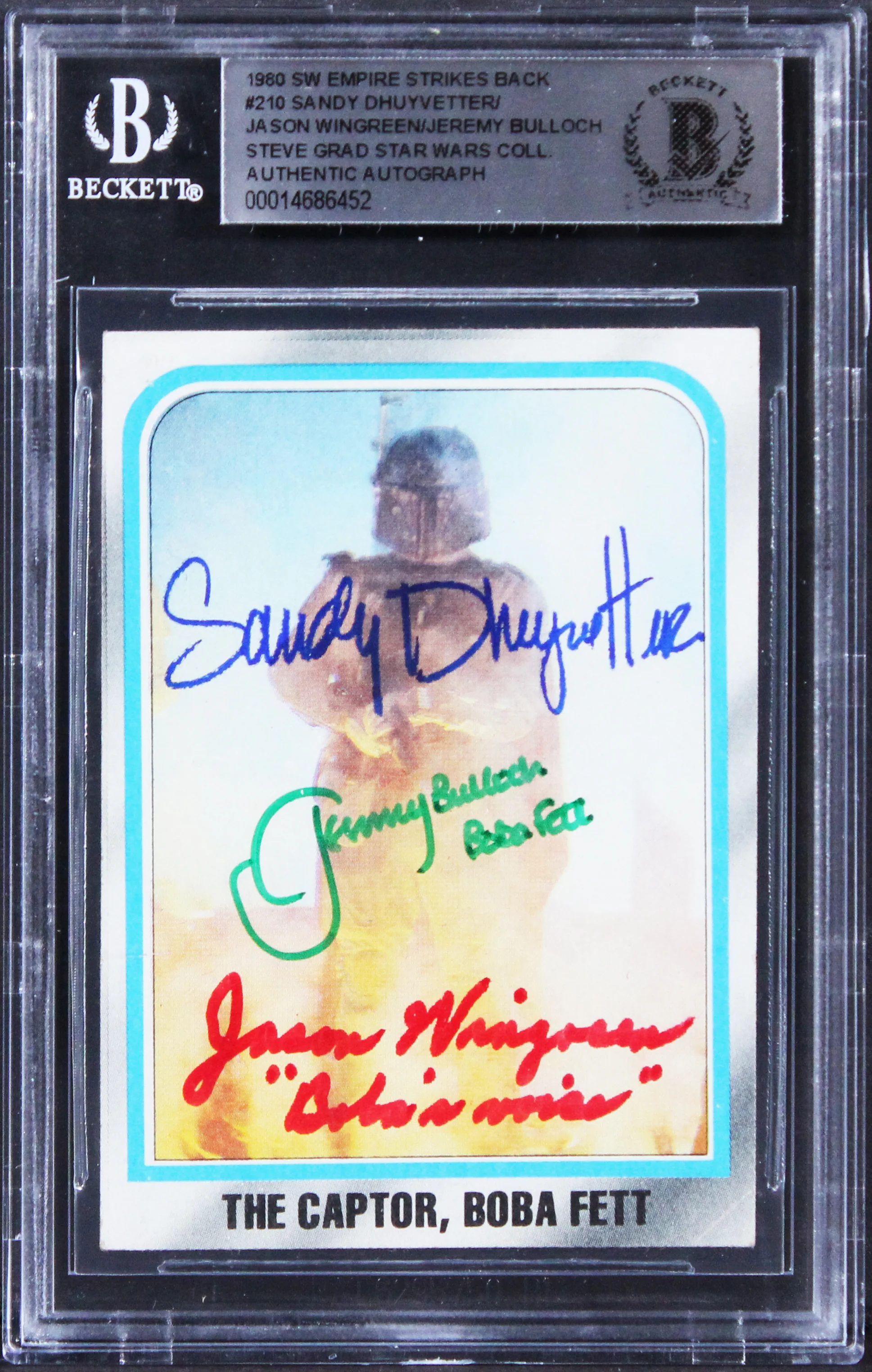 Star Wars (3) Jeremy Bulloch, Wingreen +1 Signed 1980 ESB #210 Card BAS Slabbed - Image 2