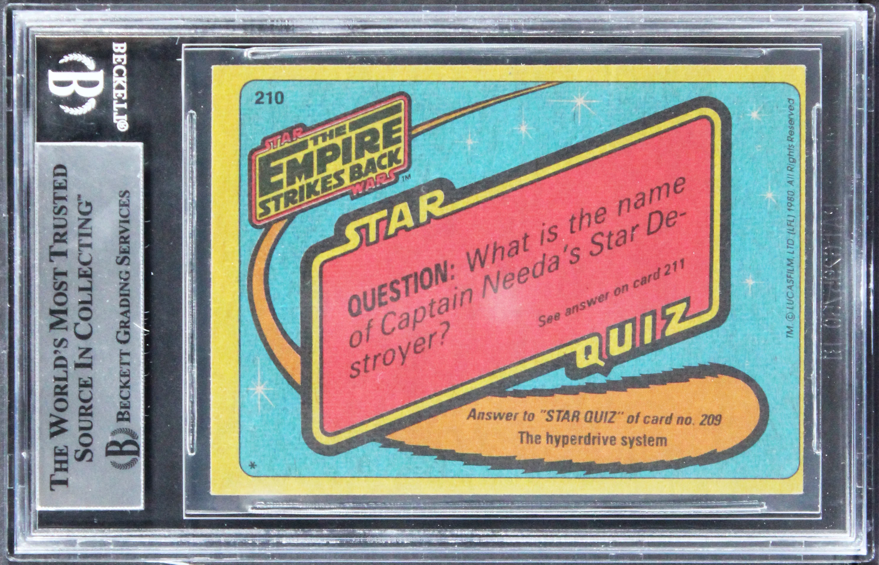 Star Wars (3) Jeremy Bulloch, Wingreen +1 Signed 1980 ESB #210 Card BAS Slabbed - Image 3