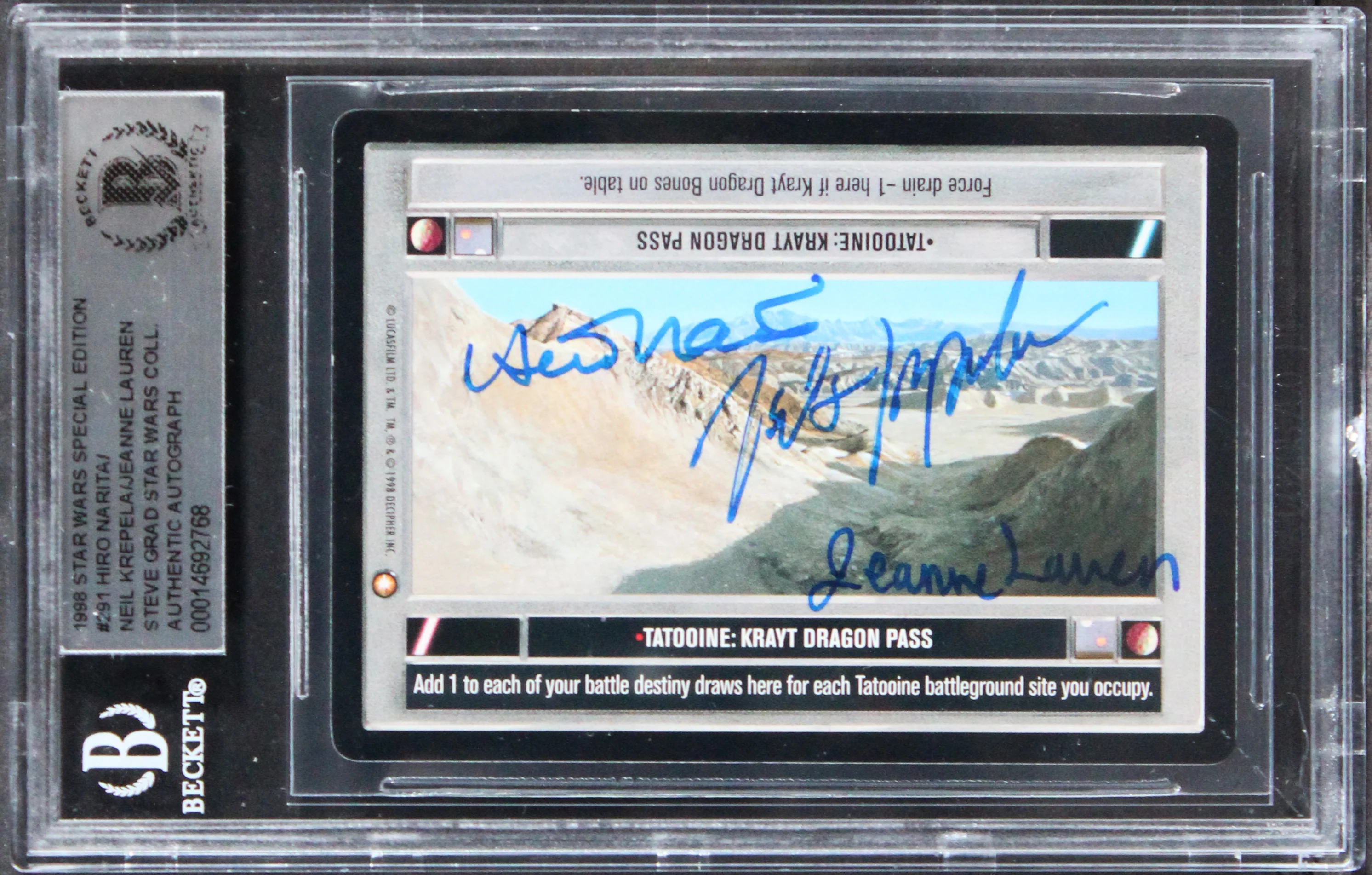Star Wars (3) Narita, Krepela & Lauren Signed 1998 SW SE #291 Card BAS Slabbed - Image 2
