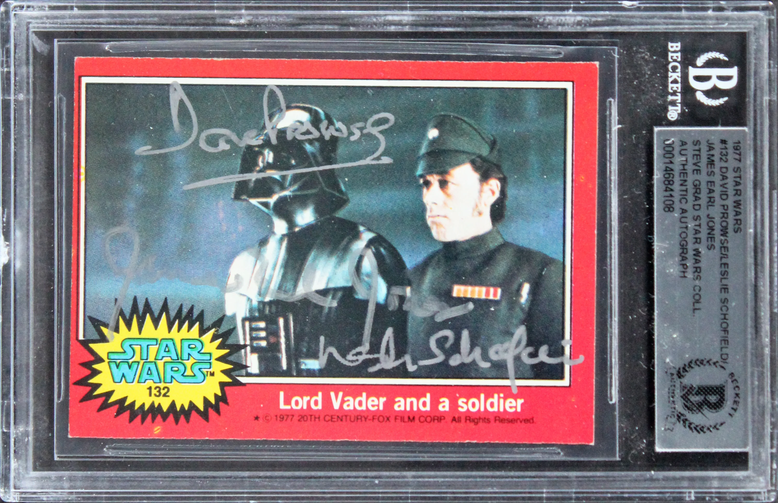 Star Wars (3) Prowse, Schofield & Jones Signed 1977 Star Wars #132 Card BAS Slab - Image 2