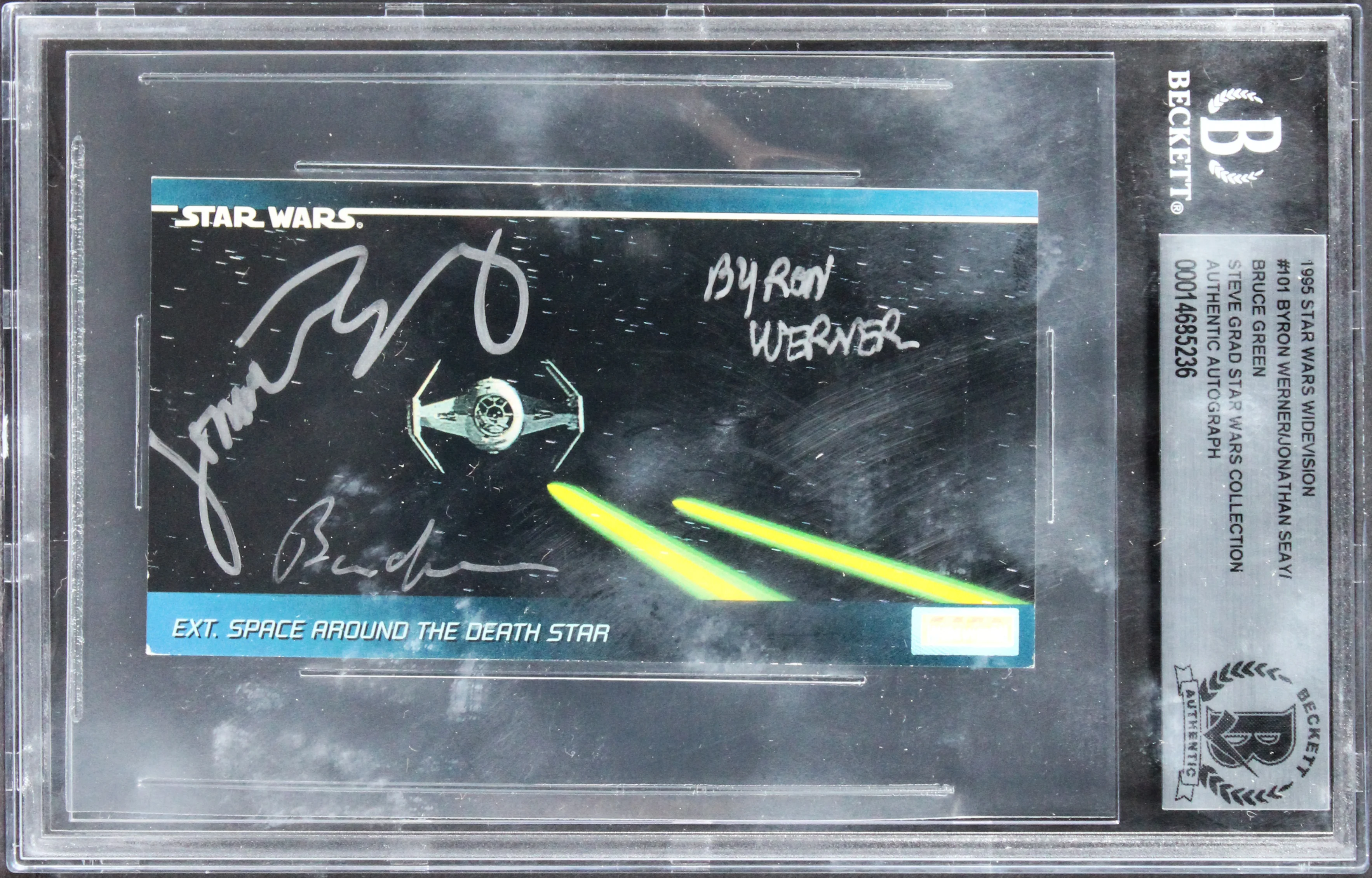 Star Wars (3) Werner, Green +1 Signed 1995 SW Widevision #101 Card BAS Slabbed - Image 2