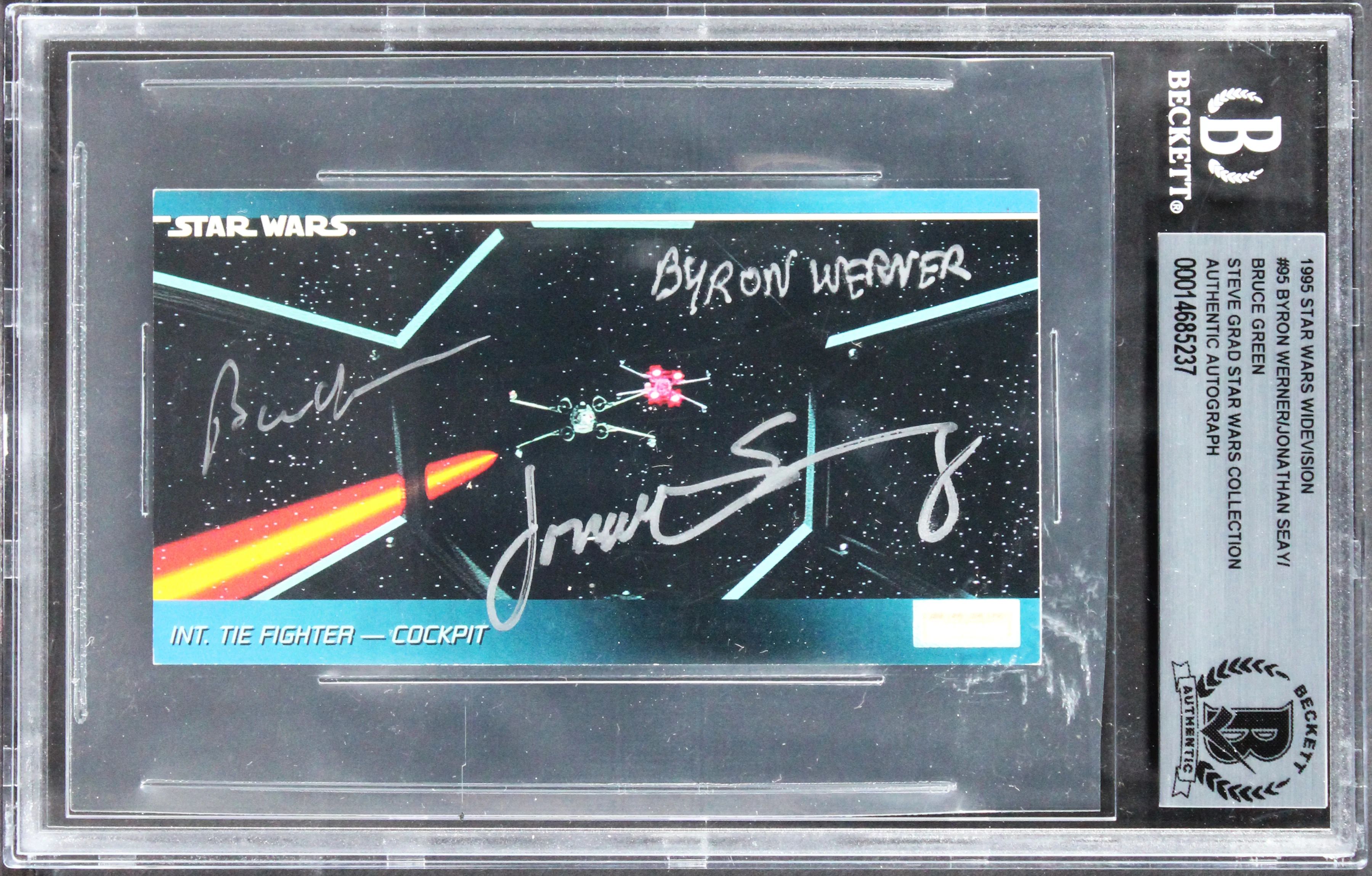 Star Wars (3) Werner, Seay, Green Signed 1995 SW Widevision #95 Card BAS Slabbed - Image 2