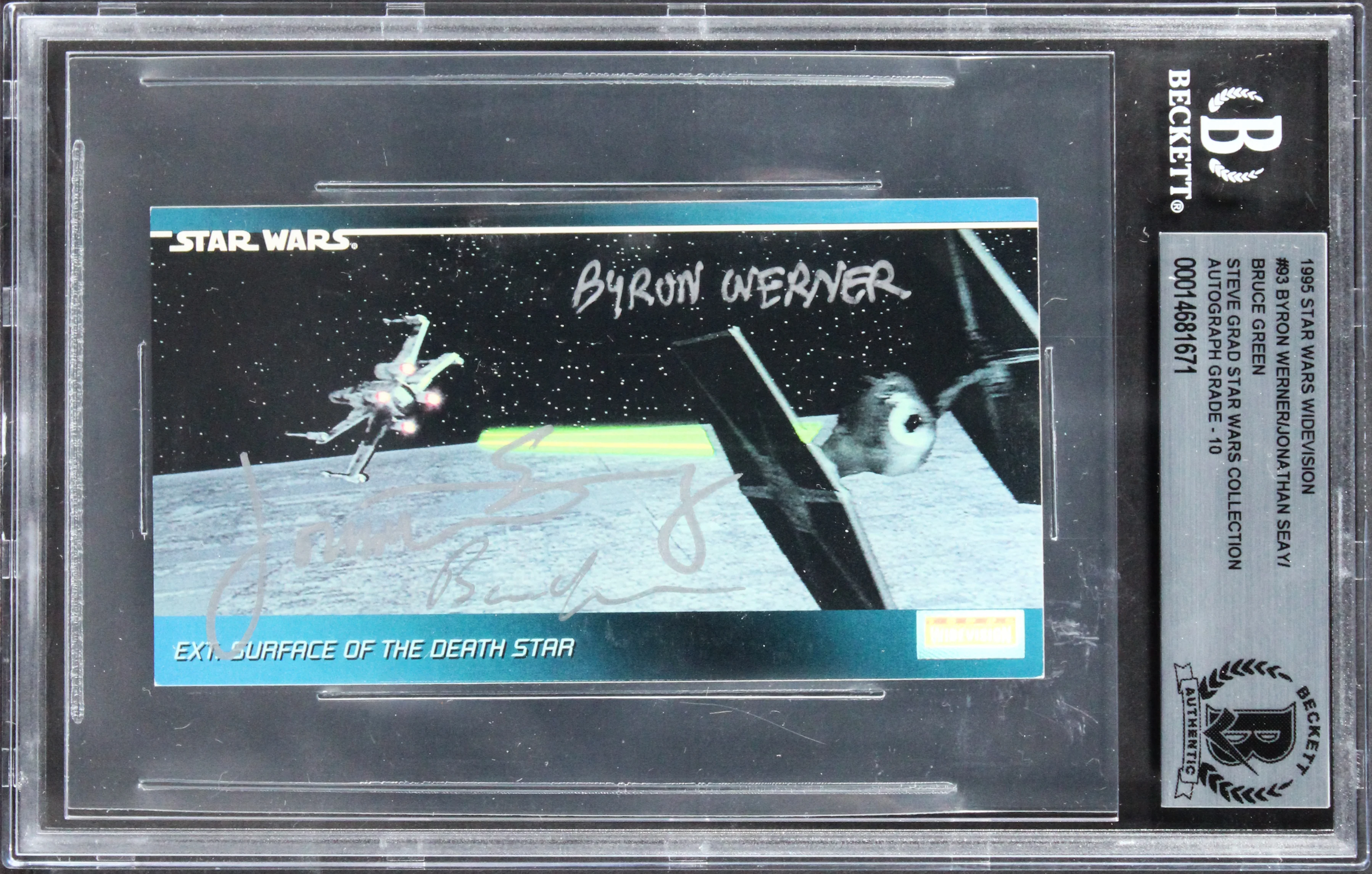 Star Wars (3) Werner, Seay & Green Signed 1995 SW WV #93 Card Auto 10! BAS Slab - Image 2