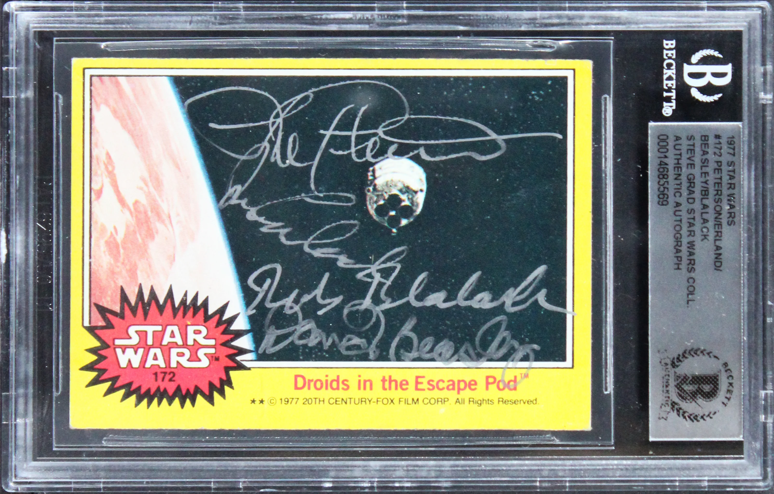 Star Wars (4) Peterson, Blalack, Erland +1 Signed 1977 SW #172 Card BAS Slabbed - Image 2