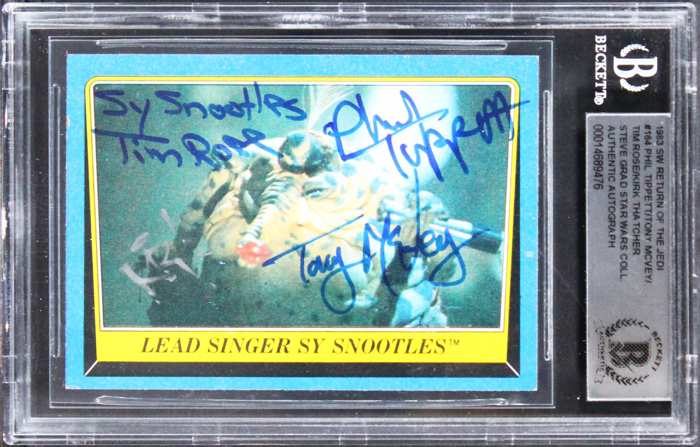 Star Wars (4) Tippett, McVey, Rose +1 Signed 1983 SW ROTJ #184 Card BAS Slabbed - Image 2