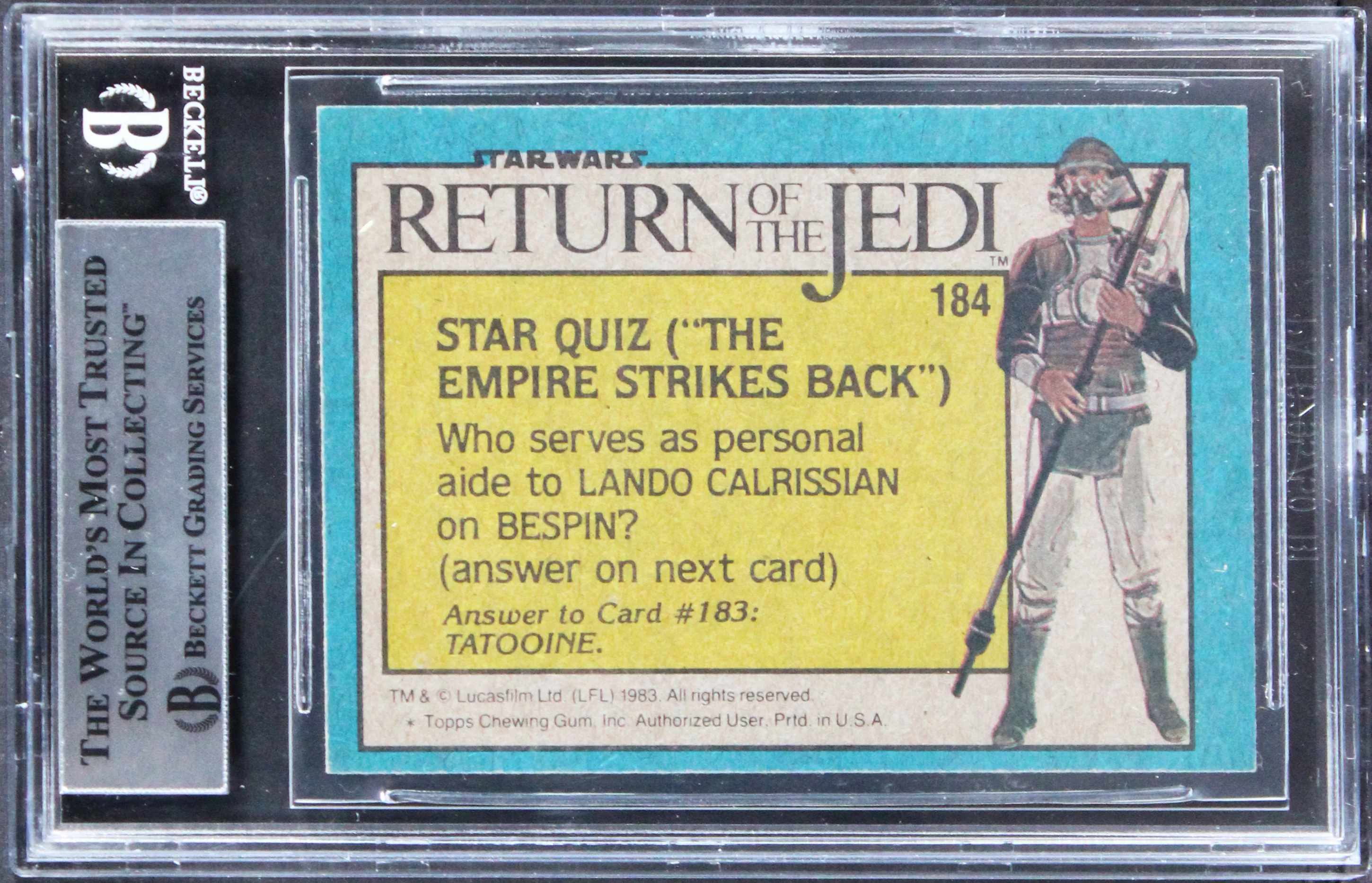 Star Wars (4) Tippett, McVey, Rose +1 Signed 1983 SW ROTJ #184 Card BAS Slabbed - Image 3
