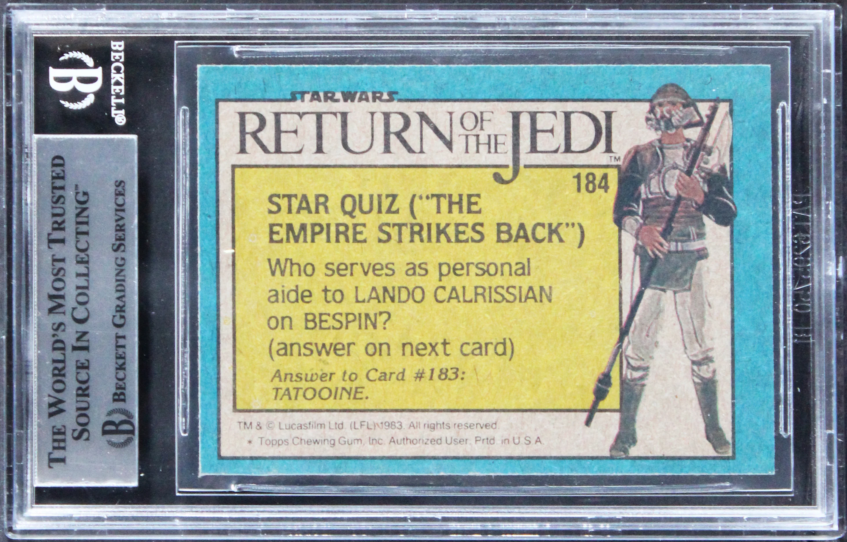 Star Wars (4) Tippett, McVey, Thatcher +1 Signed 1983 SW ROTJ #184 Card BAS Slab - Image 3