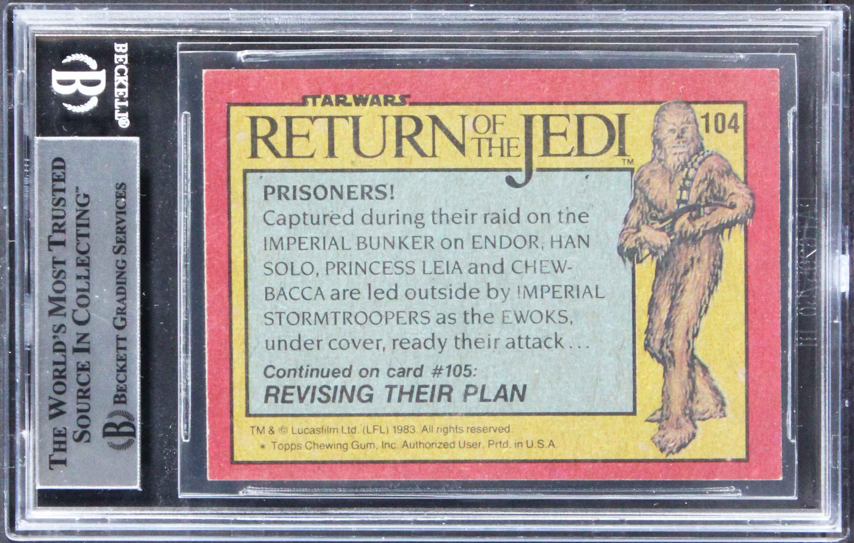 Star Wars (6) Peter Mayhew, Randall +4 Signed 1983 SW ROTJ #104 Card BAS Slabbed - Image 3