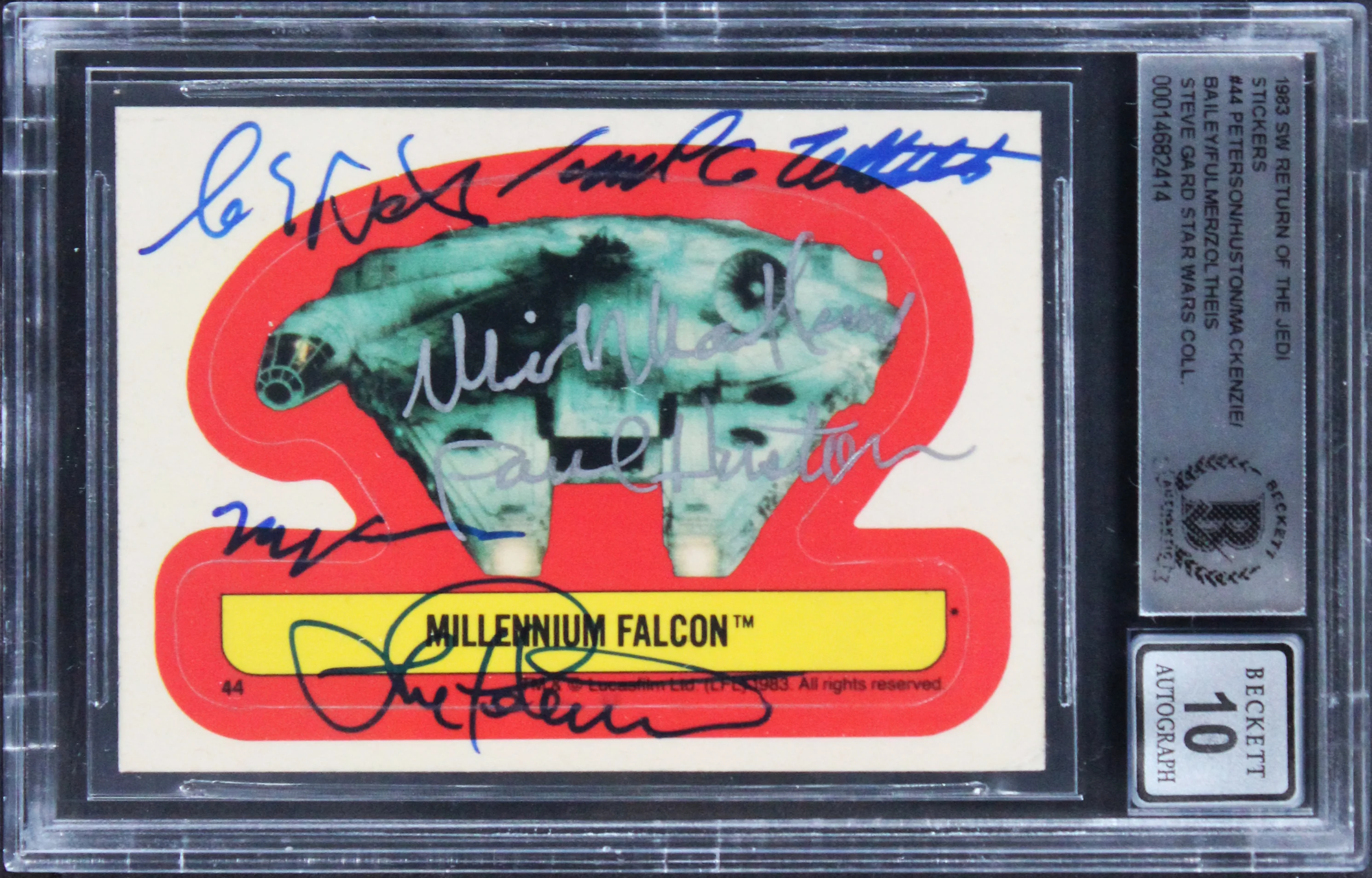 Star Wars (6) Peterson, Huston +4 1983 ROTJ Stickers #44 Card Auto 10! BAS Slab - Image 2