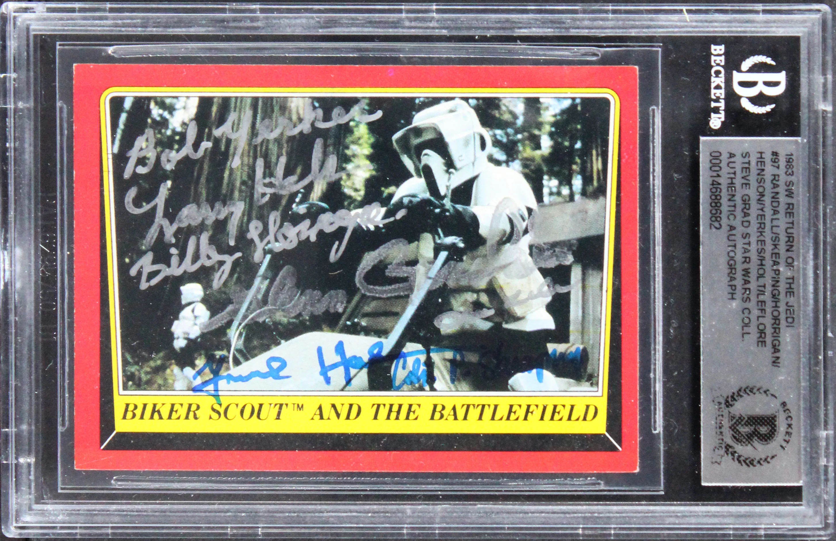 Star Wars (7) Randall, Skeaping, Holt +4 Signed 1983 ROTJ #87 Card BAS Slabbed - Image 2