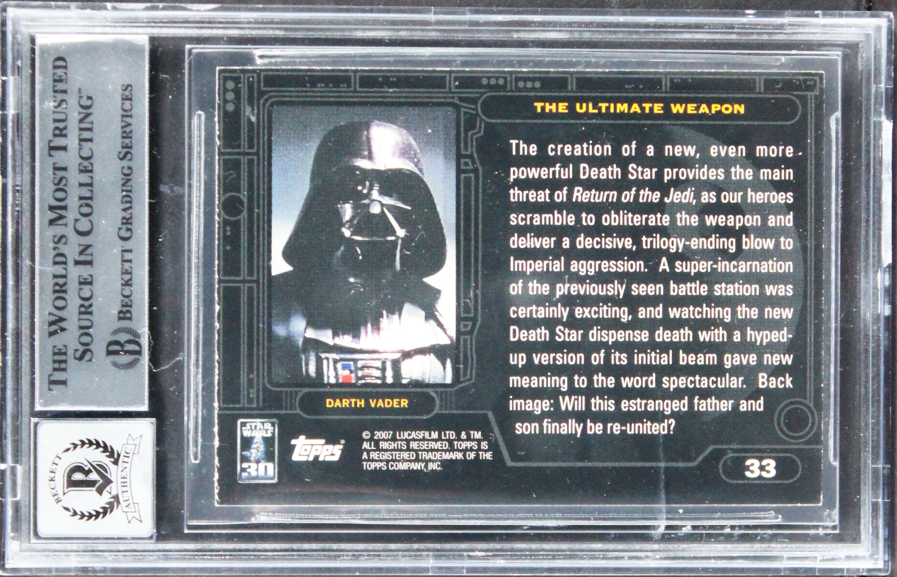 Star Wars Gilberti & McAlister Signed 2007 SW 30th Anv #33 Card Auto 10 BAS Slab - Image 3
