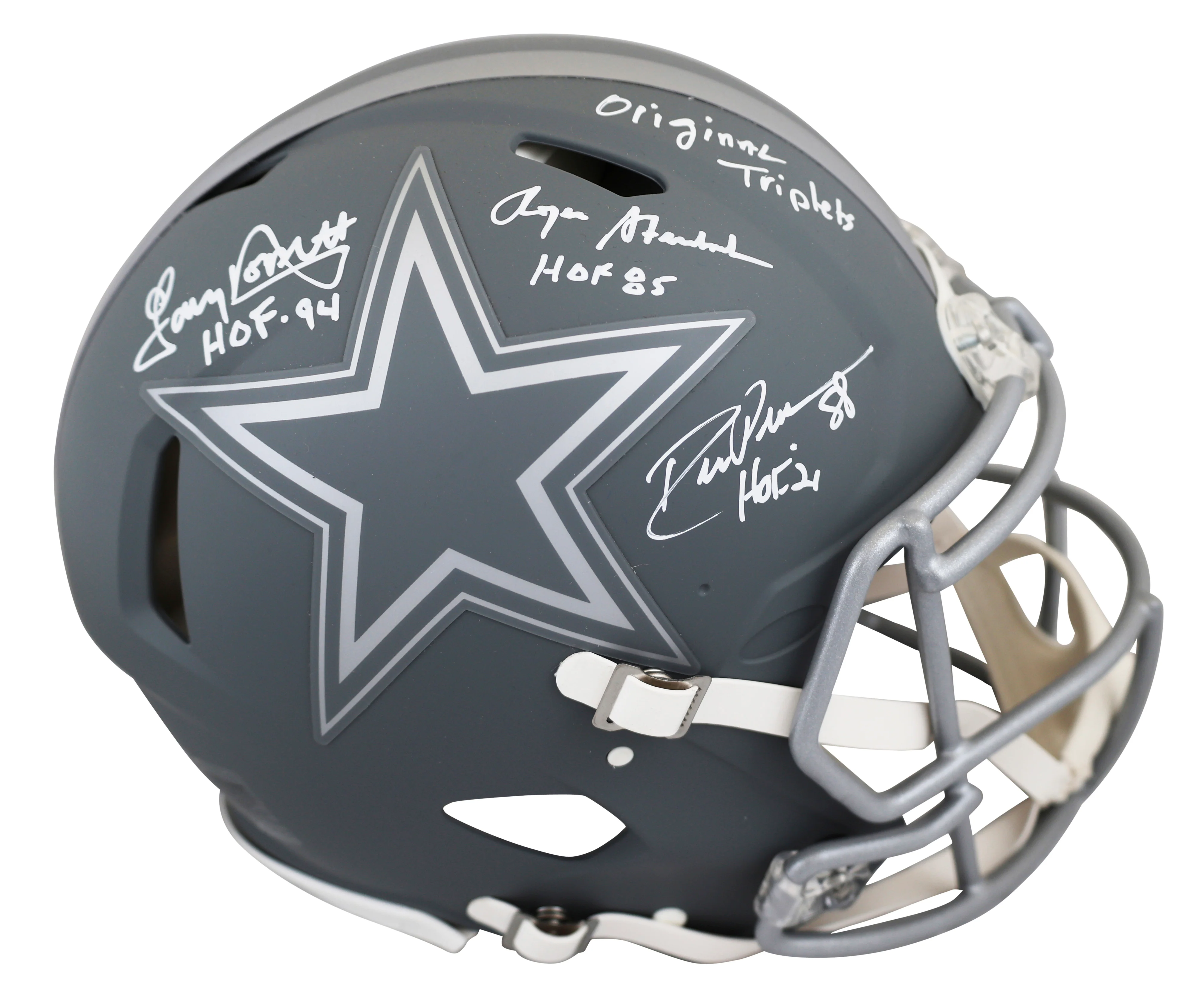 Staubach, Dorsett & Pearson Signed Slate F/S Speed Proline Helmet W/ Case BAS W - Image 3