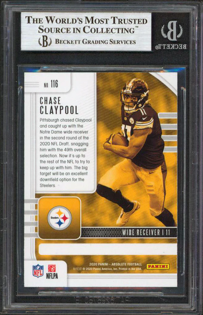 Steelers Chase Claypool Authentic Signed 2020 Absolute #116 RC Card BAS Slabbed - Image 3