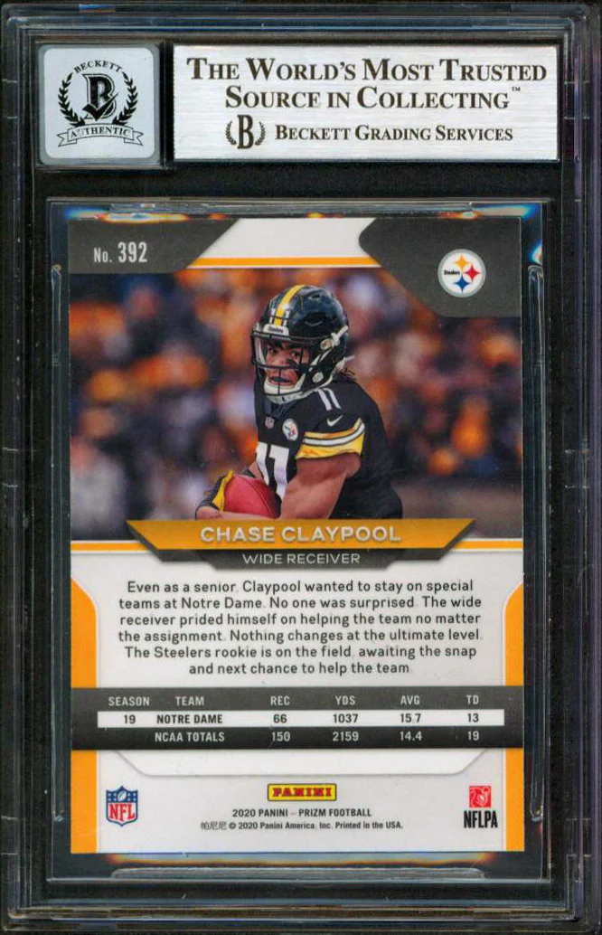Steelers Chase Claypool Signed 2020 Panini Prizm #392 RC Card Auto 10! BAS Slab - Image 3