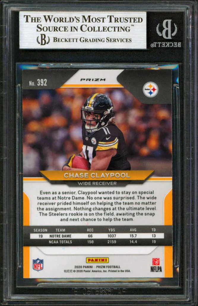 Steelers Chase Claypool Signed 2020 Panini Prizm Prizms #392 RC Card BAS Slab 1 - Image 3