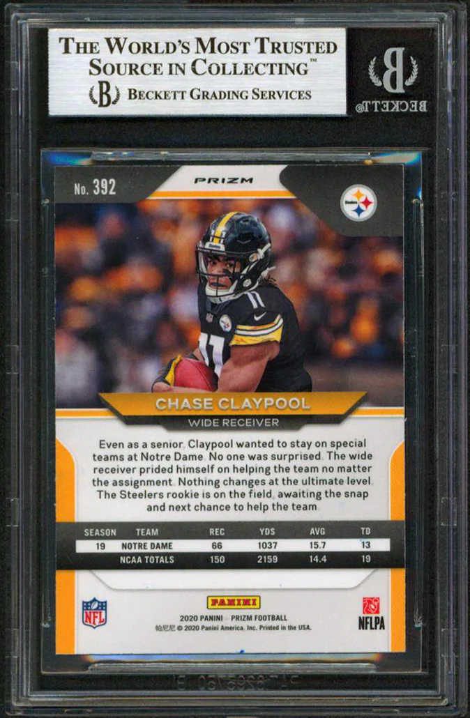Steelers Chase Claypool Signed 2020 Panini Prizm Prizms #392 RC Card BAS Slab 2 - Image 3
