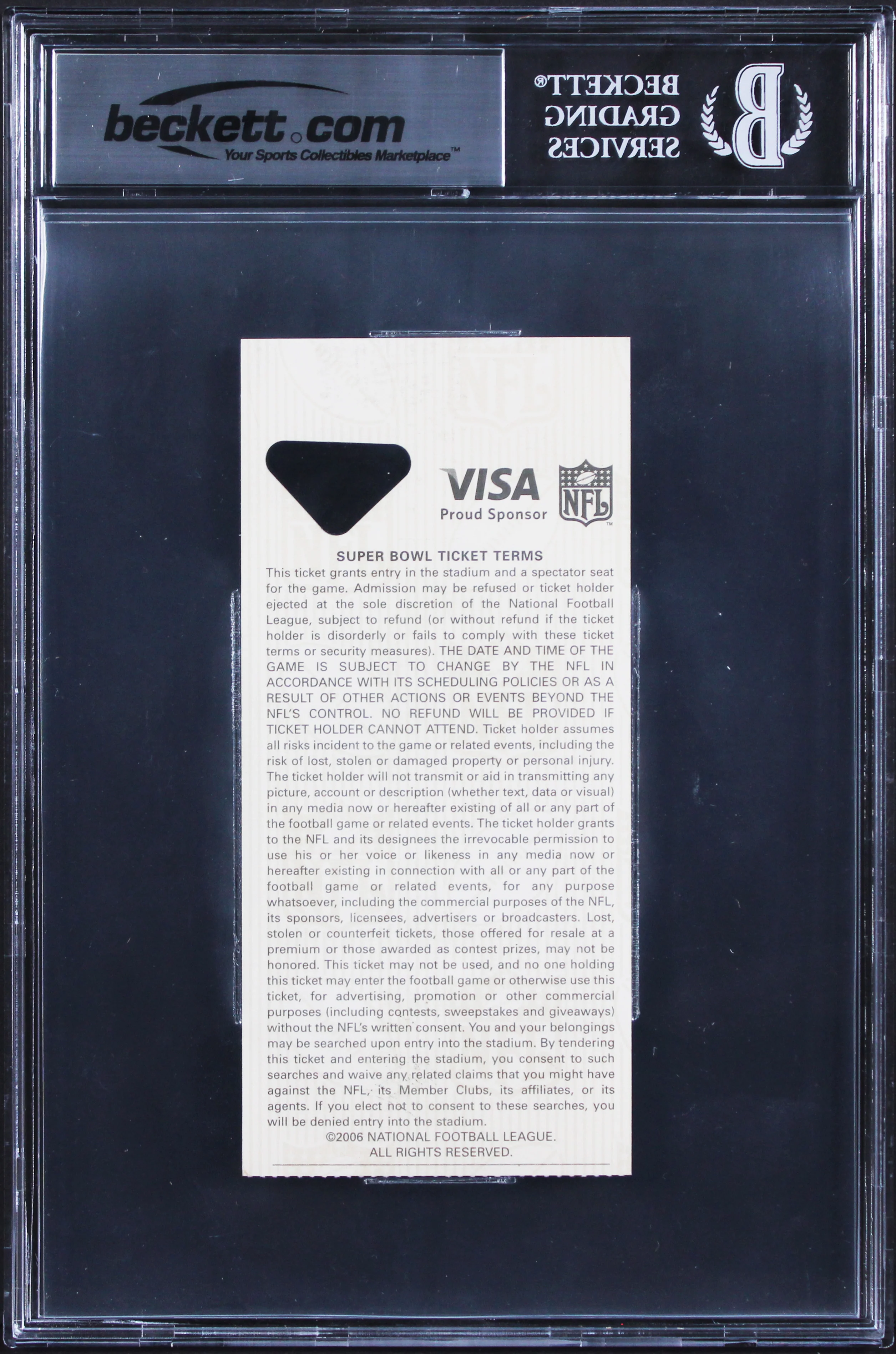 Steelers Hines Ward "SB XL MVP" Signed 2006 Super Bowl XL Ticket Stub BAS Slab 1 - Image 3