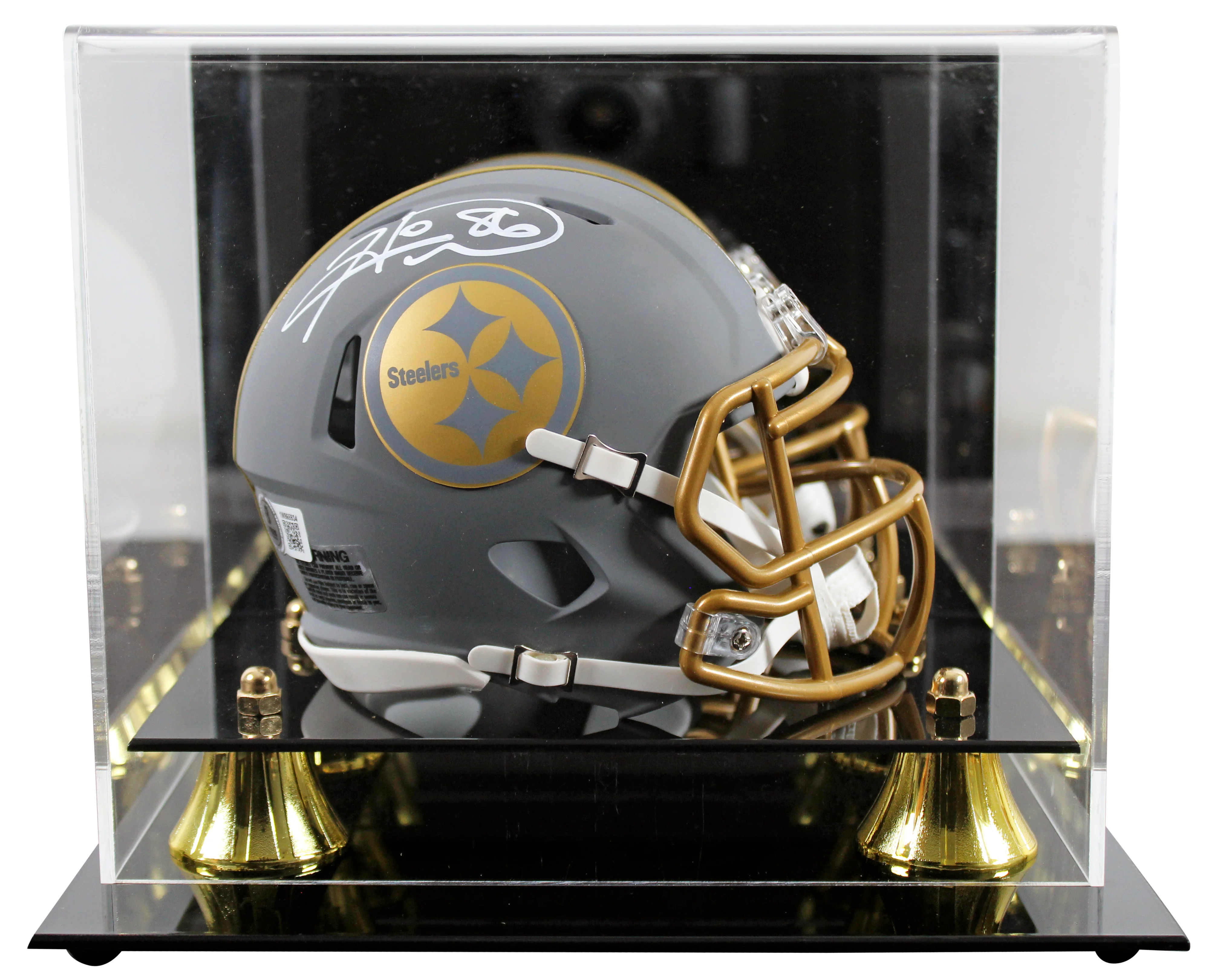 Steelers Hines Ward Signed Slate Speed Mini Helmet W/ Case BAS Witnessed - Image 2