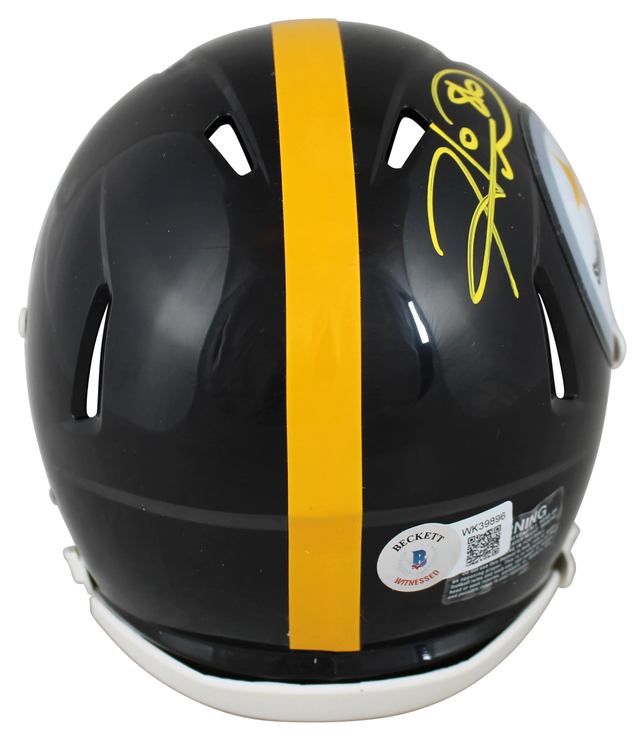Steelers Hines Ward Signed Speed Mini Helmet w/ Yellow SIg W/ Case BAS Witness - Image 4