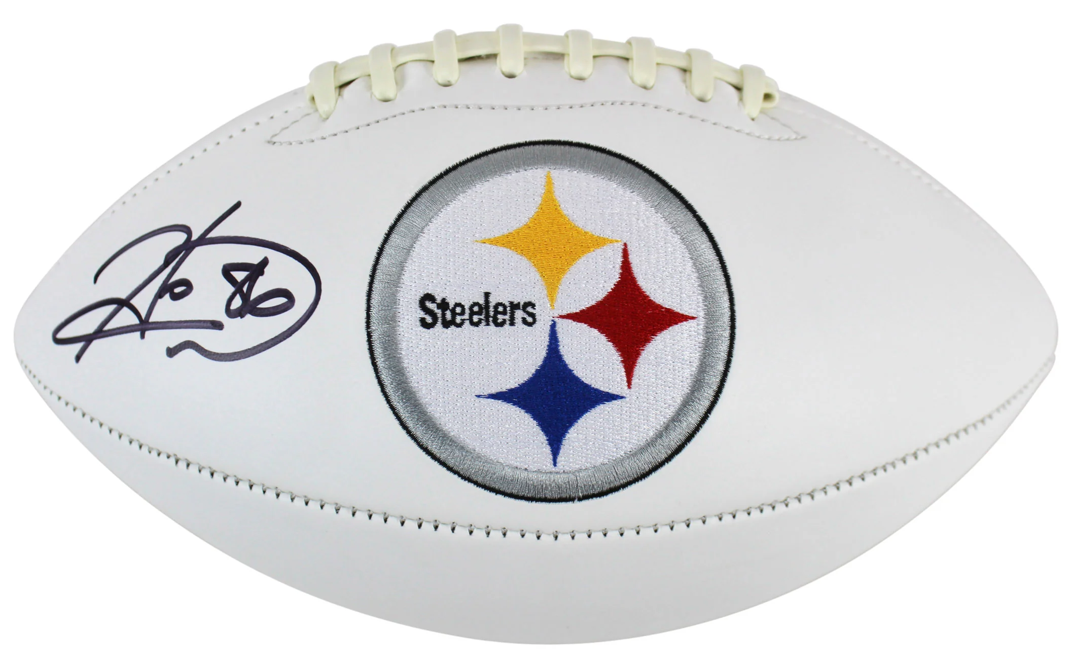 Steelers Hines Ward Signed White Panel Logo Football W/ Case BAS Witnessed - Image 3