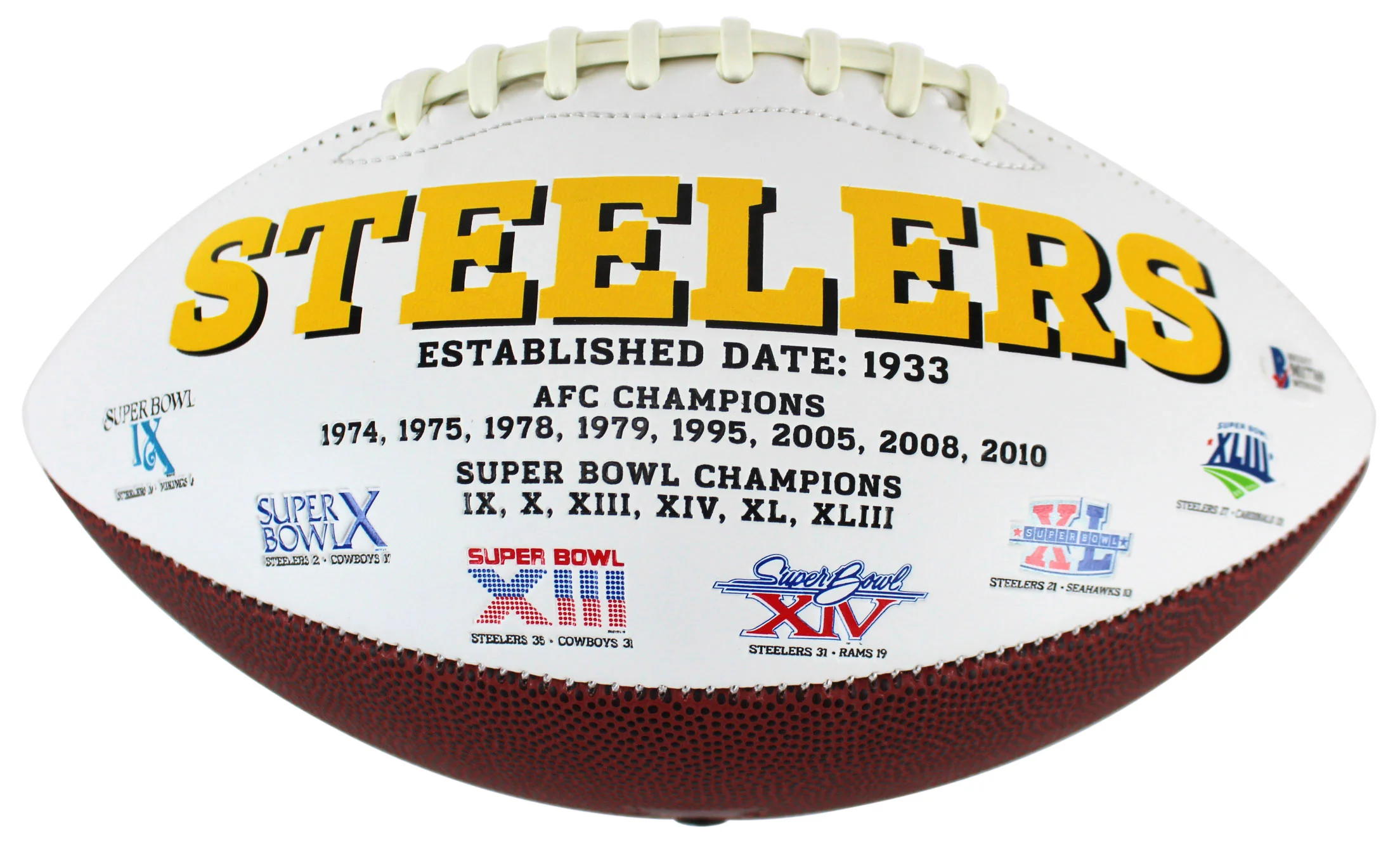 Steelers Hines Ward Signed White Panel Logo Football W/ Case BAS Witnessed - Image 4