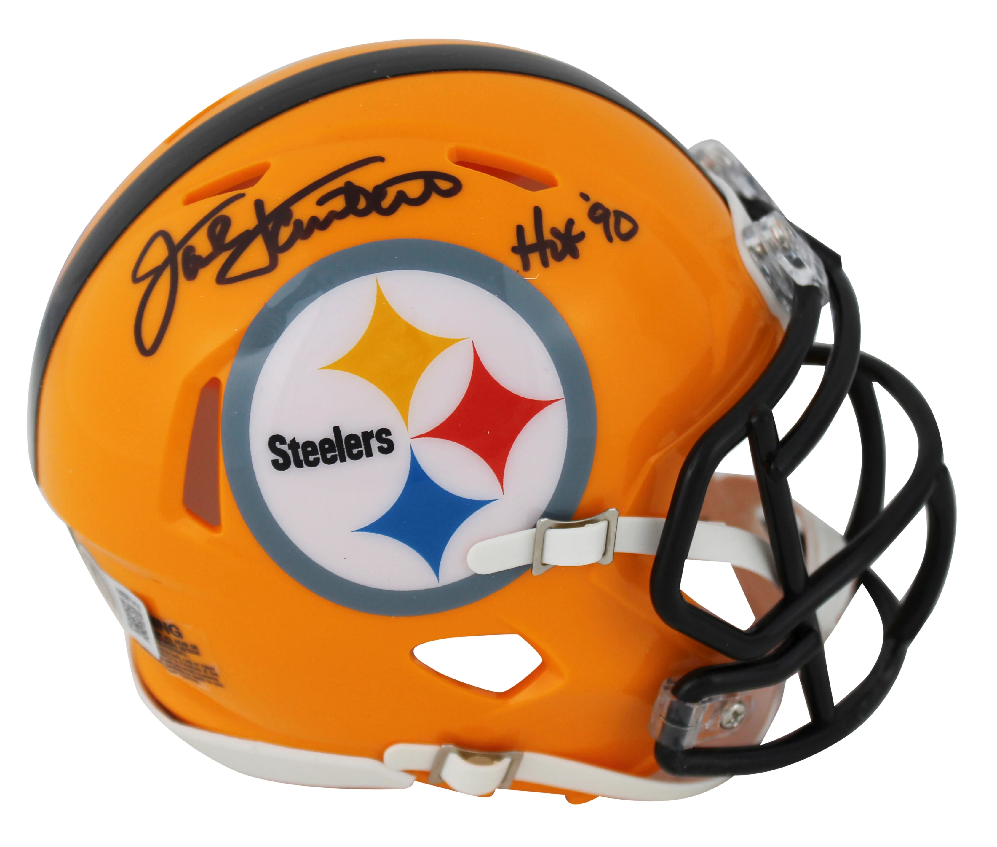 Steelers Jack Lambert "HOF 90" Signed 1962 TB Speed Mini Helmet W/ Case BAS Wit - Image 3