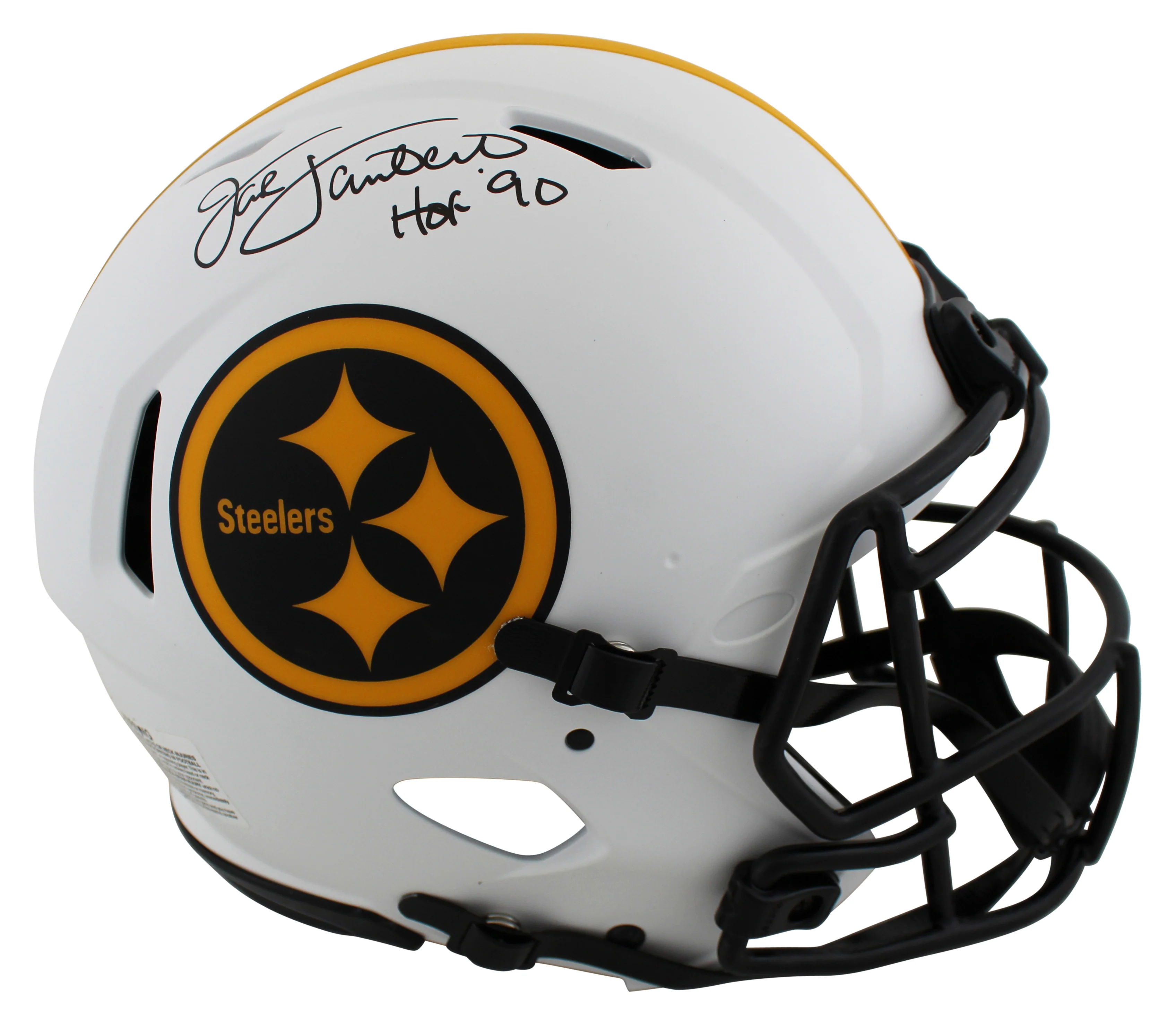 Steelers Jack Lambert "HOF 90" Signed Lunar F/S Speed Proline Helmet W/ Case BAS - Image 3