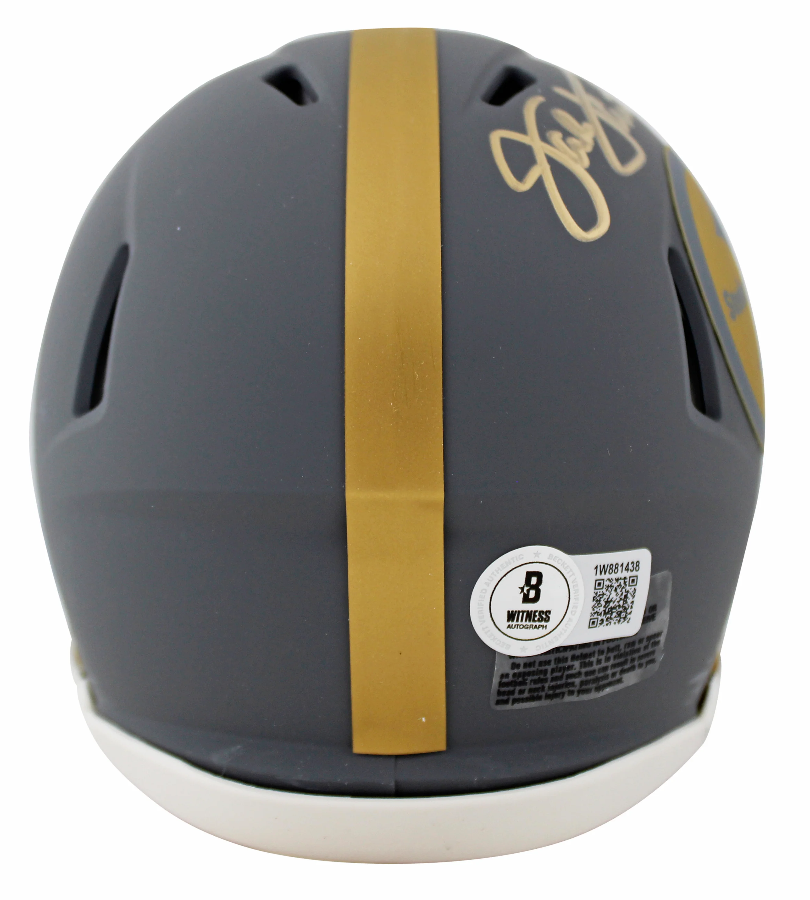Steelers Jack Lambert "HOF 90" Signed Slate Speed Mini Helmet BAS Witnessed - Image 3