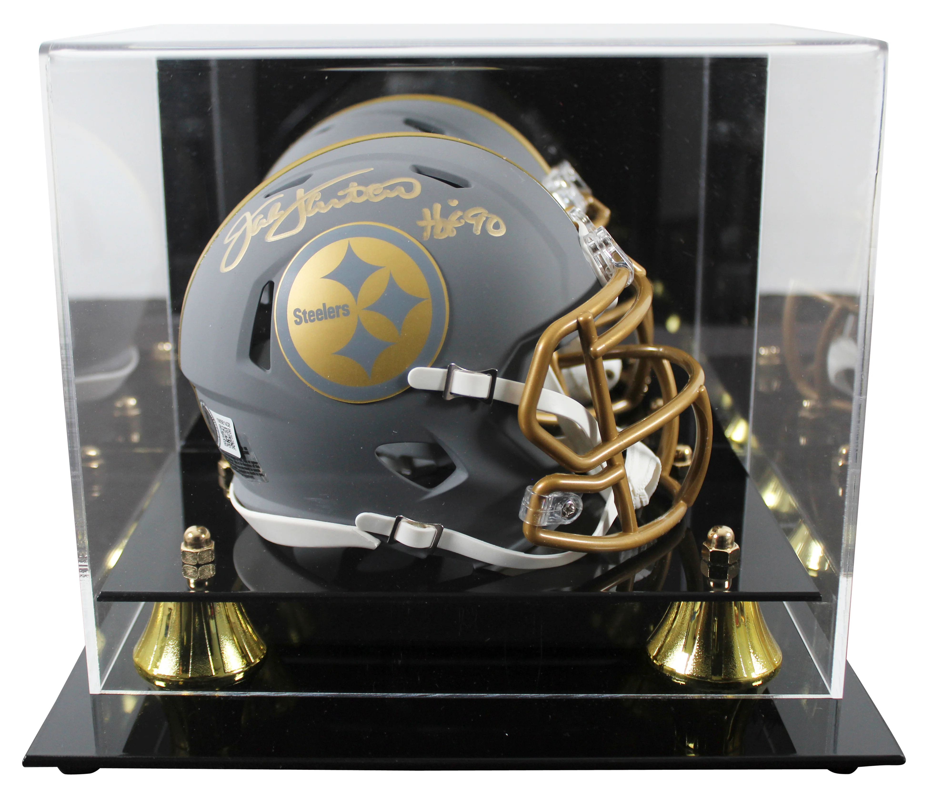 Steelers Jack Lambert "HOF 90" Signed Slate Speed Mini Helmet W/ Case BAS Wit - Image 2