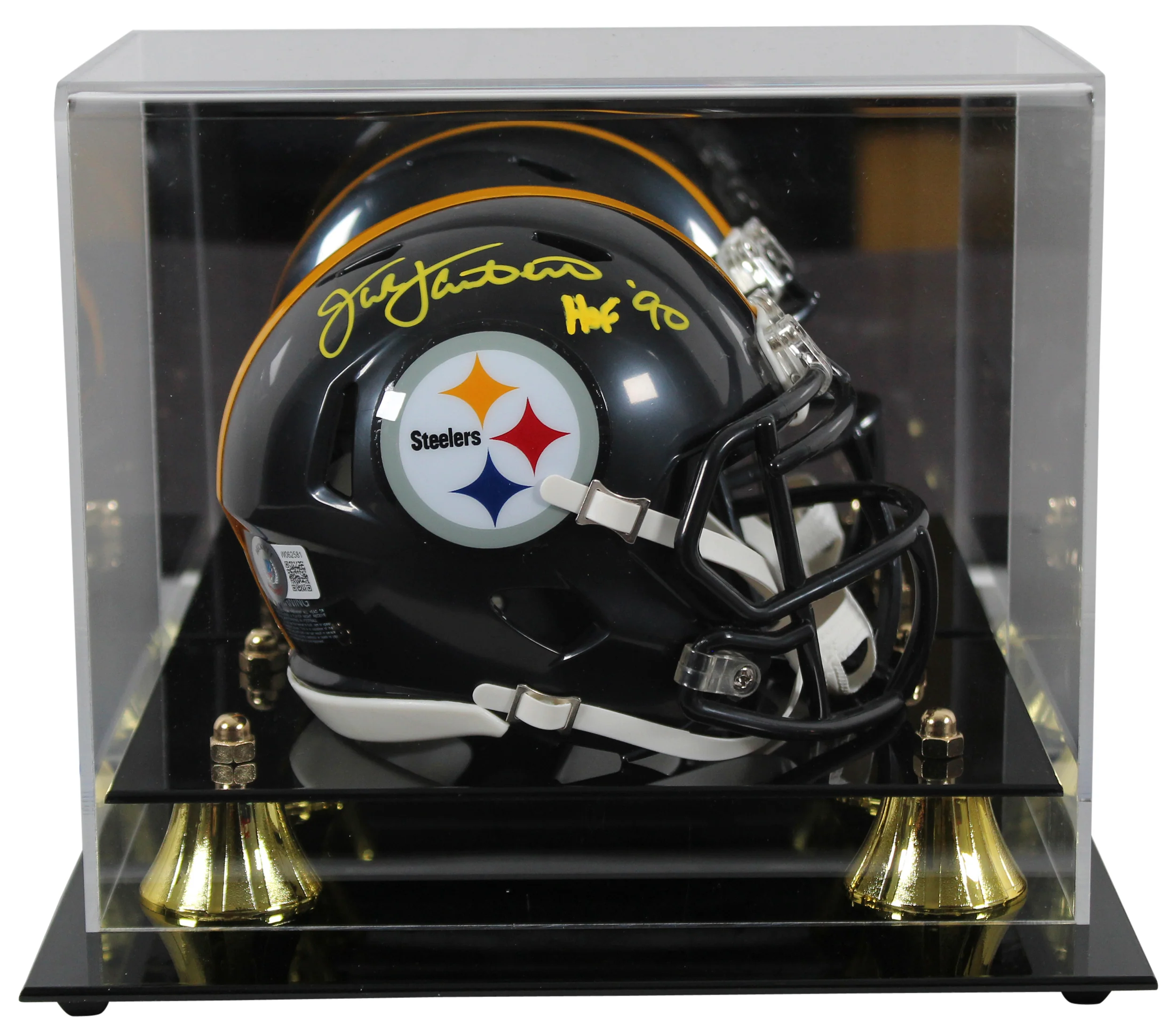 Steelers Jack Lambert "HOF 90" Signed Speed Mini Helmet W/ Case BAS - Image 2