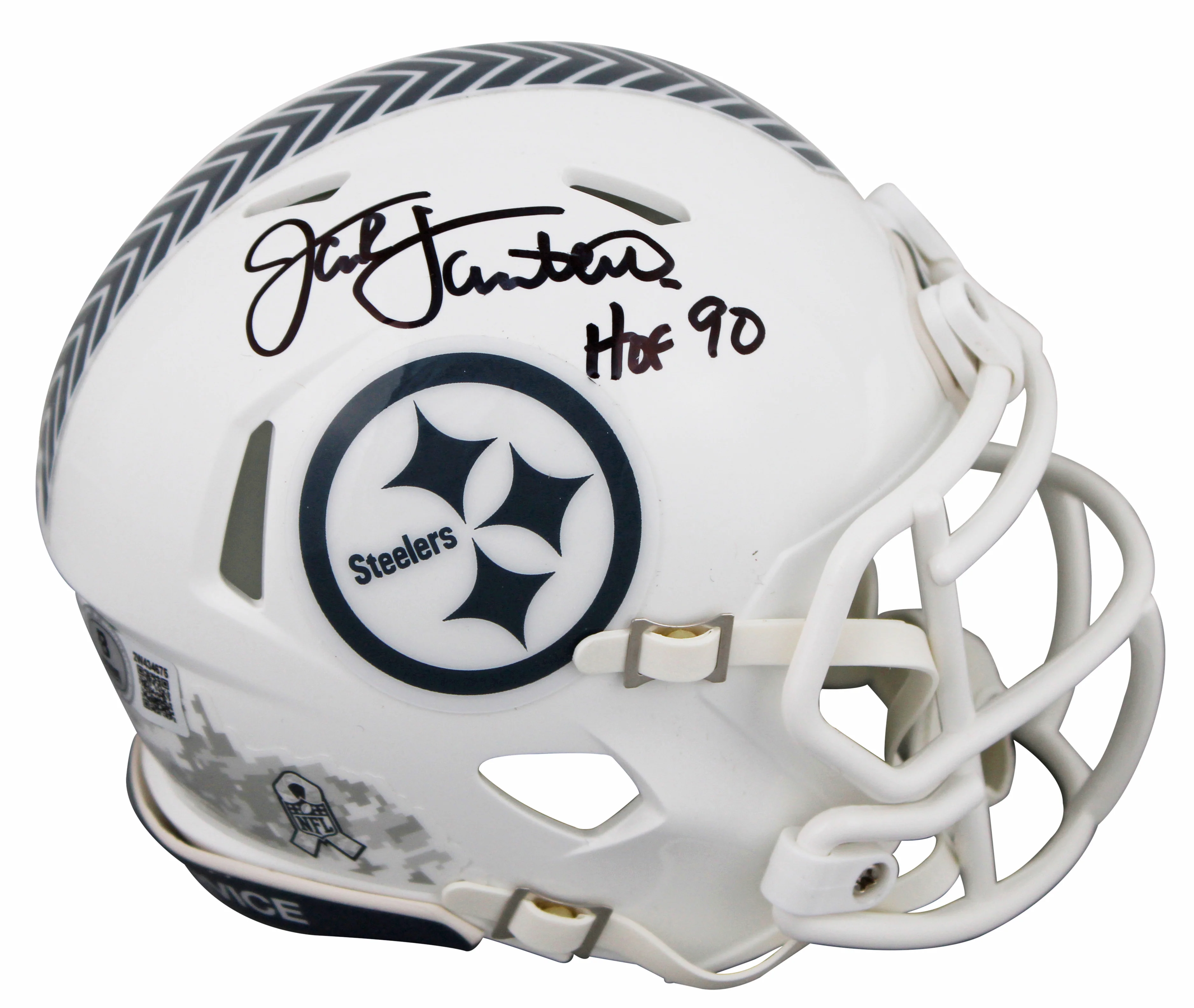 Steelers Jack Lambert Signed Salute To Service III Speed Mini Helmet BAS Witness - Image 2