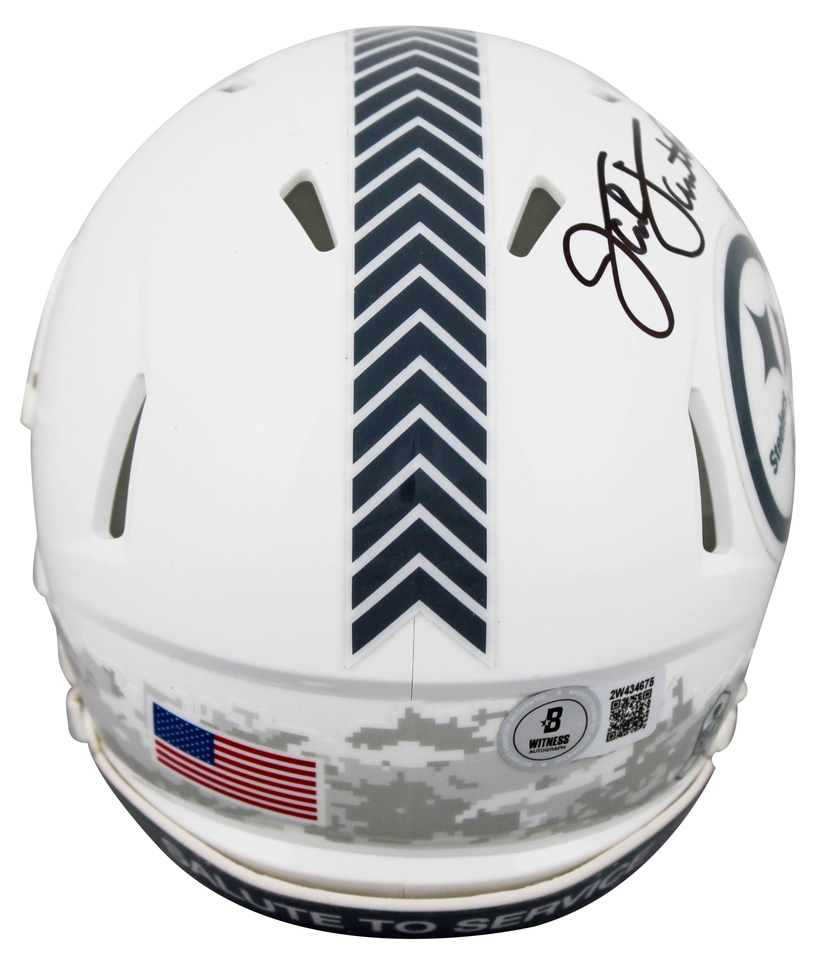 Steelers Jack Lambert Signed Salute To Service III Speed Mini Helmet BAS Witness - Image 3