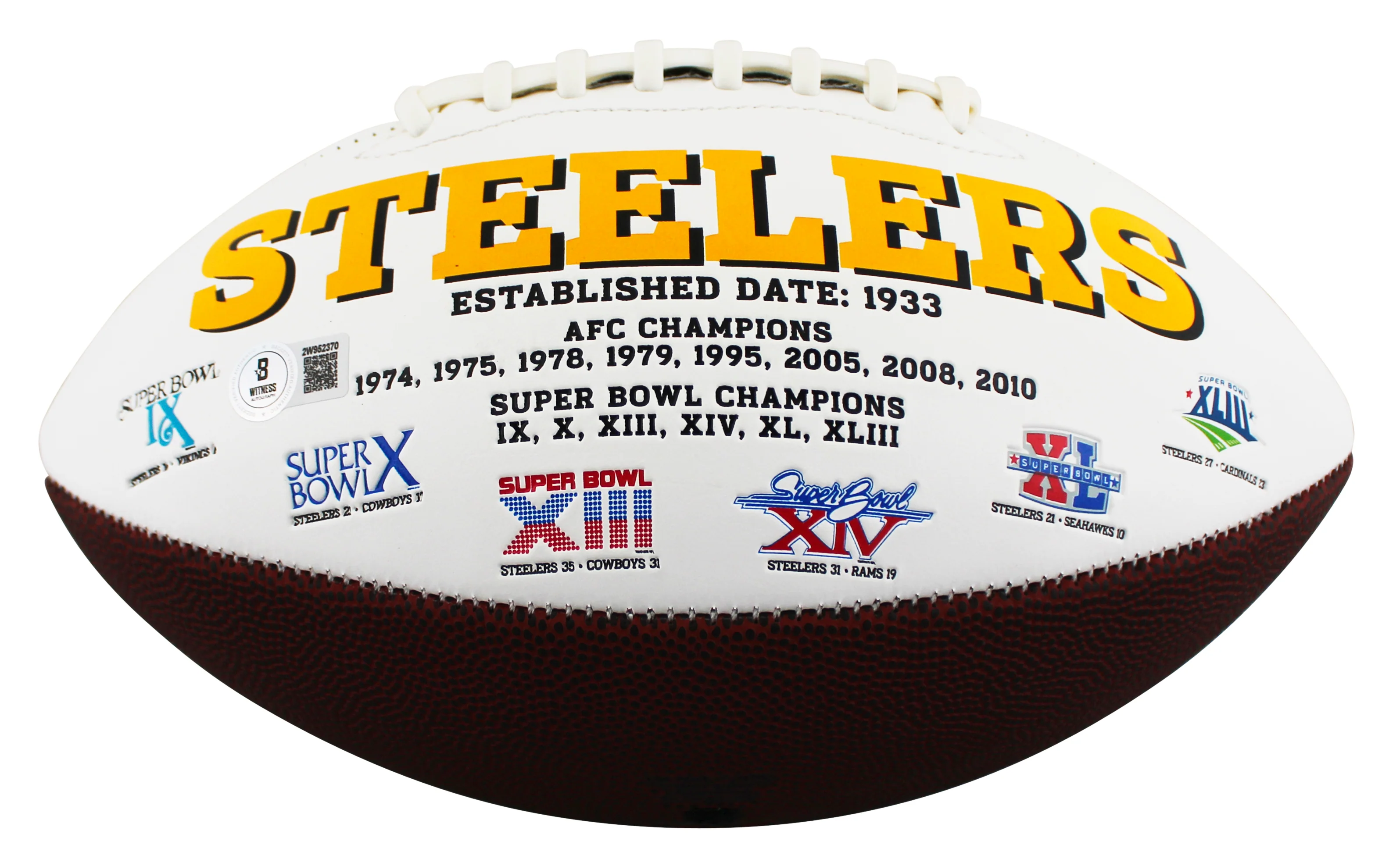 Steelers Jack Sawyer Signed Rawlings White Panel Logo Football BAS Witnessed - Image 4