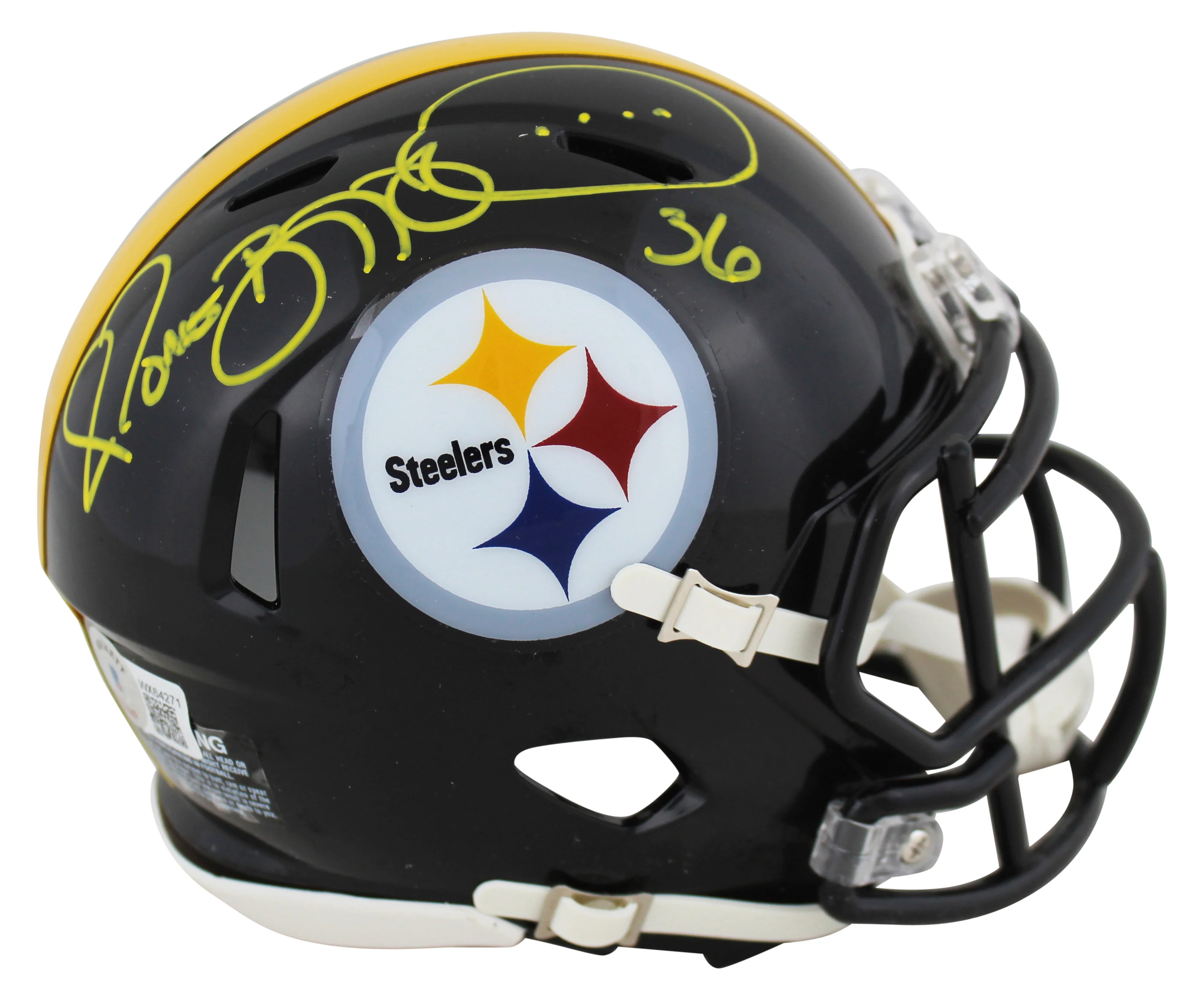 Steelers Jerome Bettis Authentic Signed Black Speed Mini Helmet BAS Witnessed - Image 2