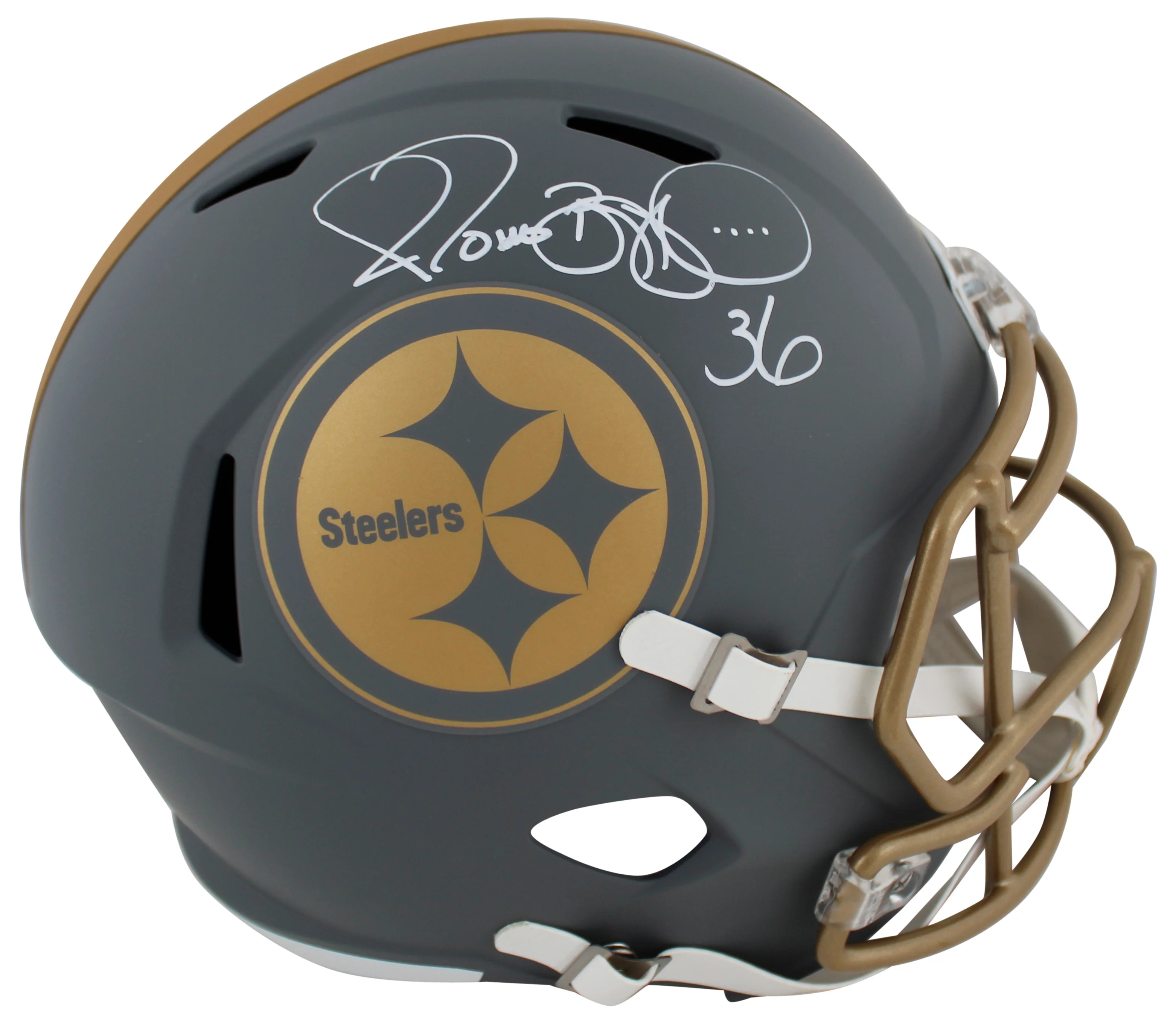 Steelers Jerome Bettis Authentic Signed Slate Full Size Speed Rep Helmet BAS Wit - Image 2