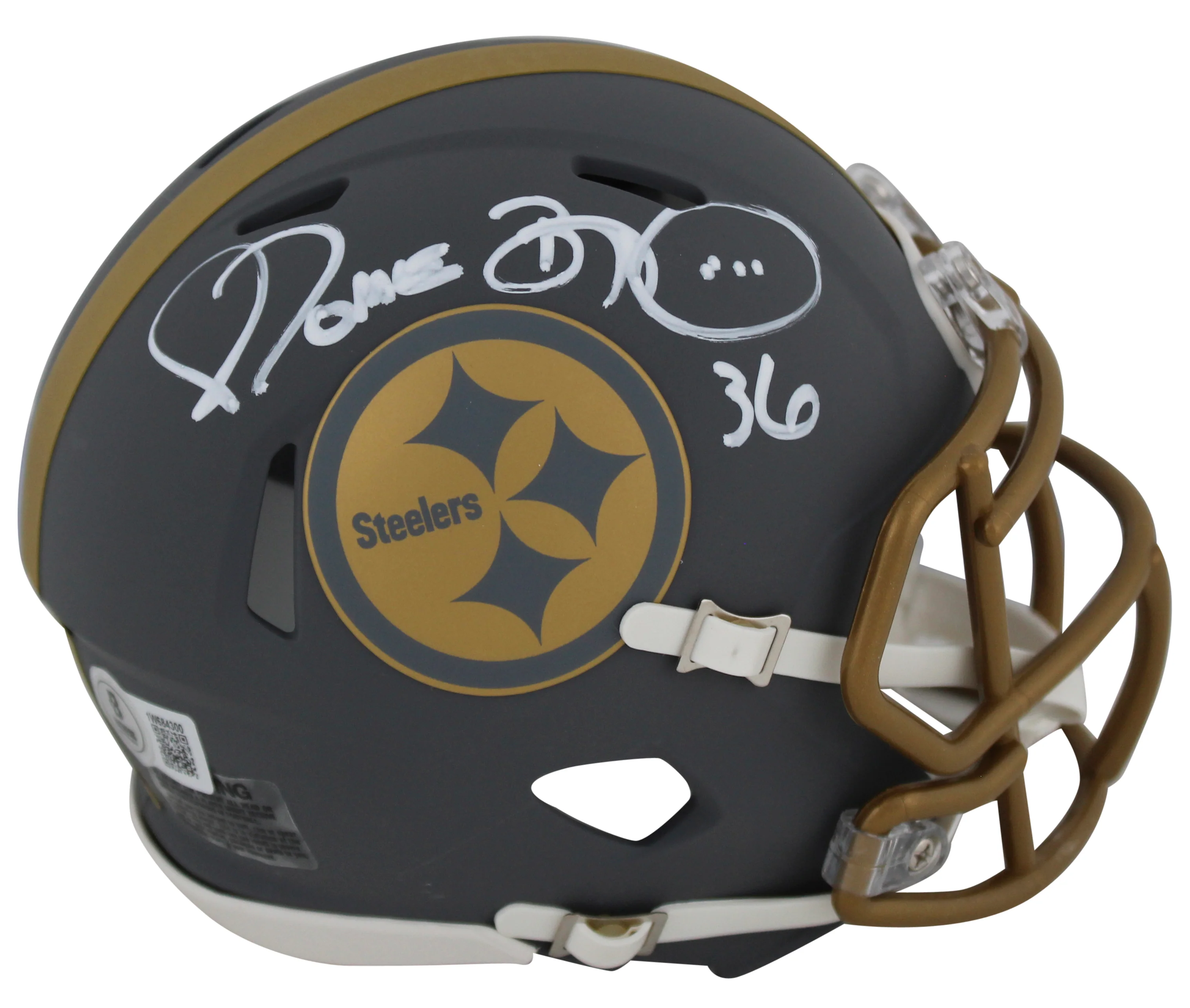 Steelers Jerome Bettis Authentic Signed Slate Speed Mini Helmet BAS Witnessed - Image 2