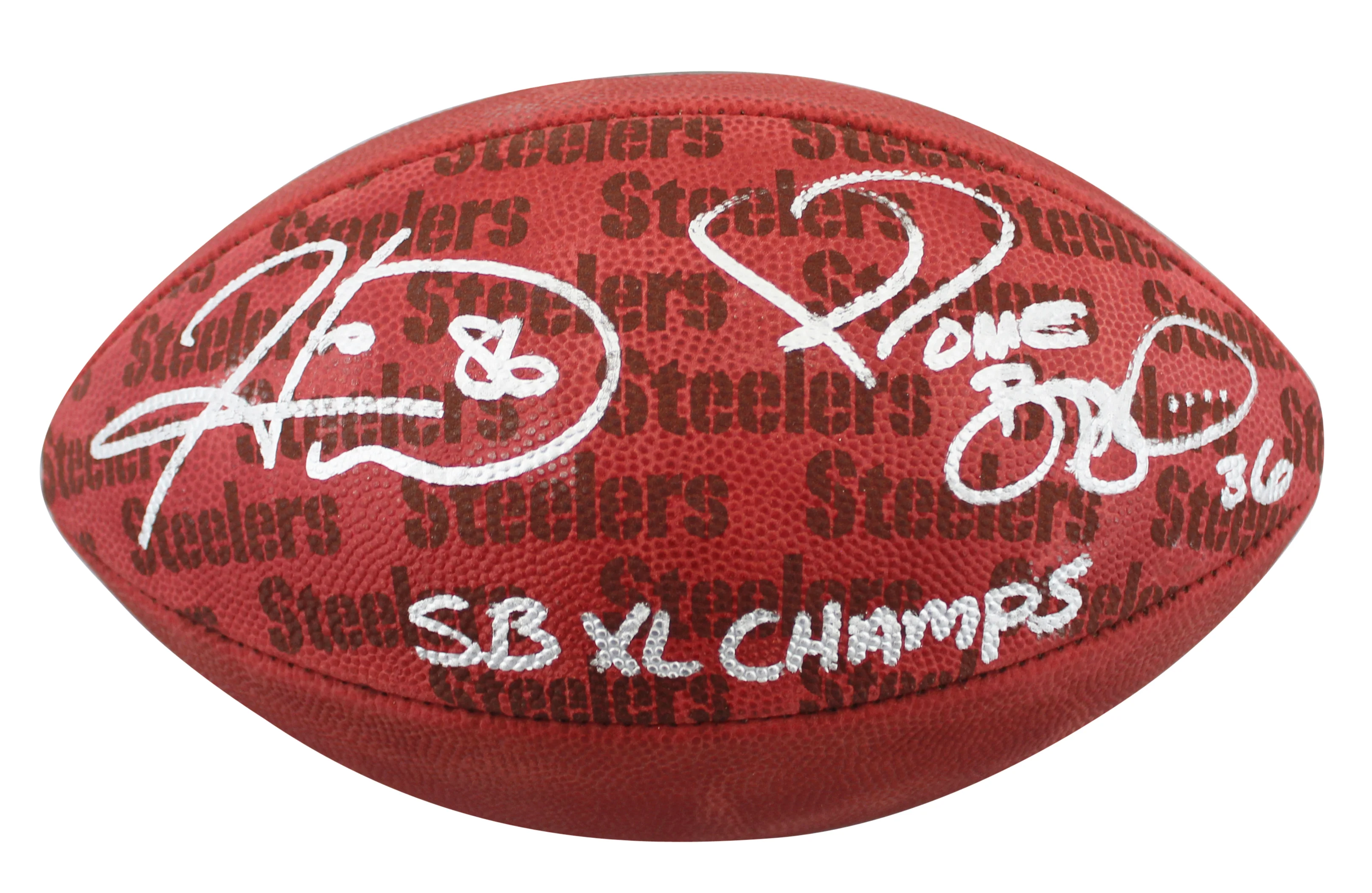 Steelers Jerome Bettis & Hines Ward Signed "Duke" Team Showcase Football BAS W - Image 3