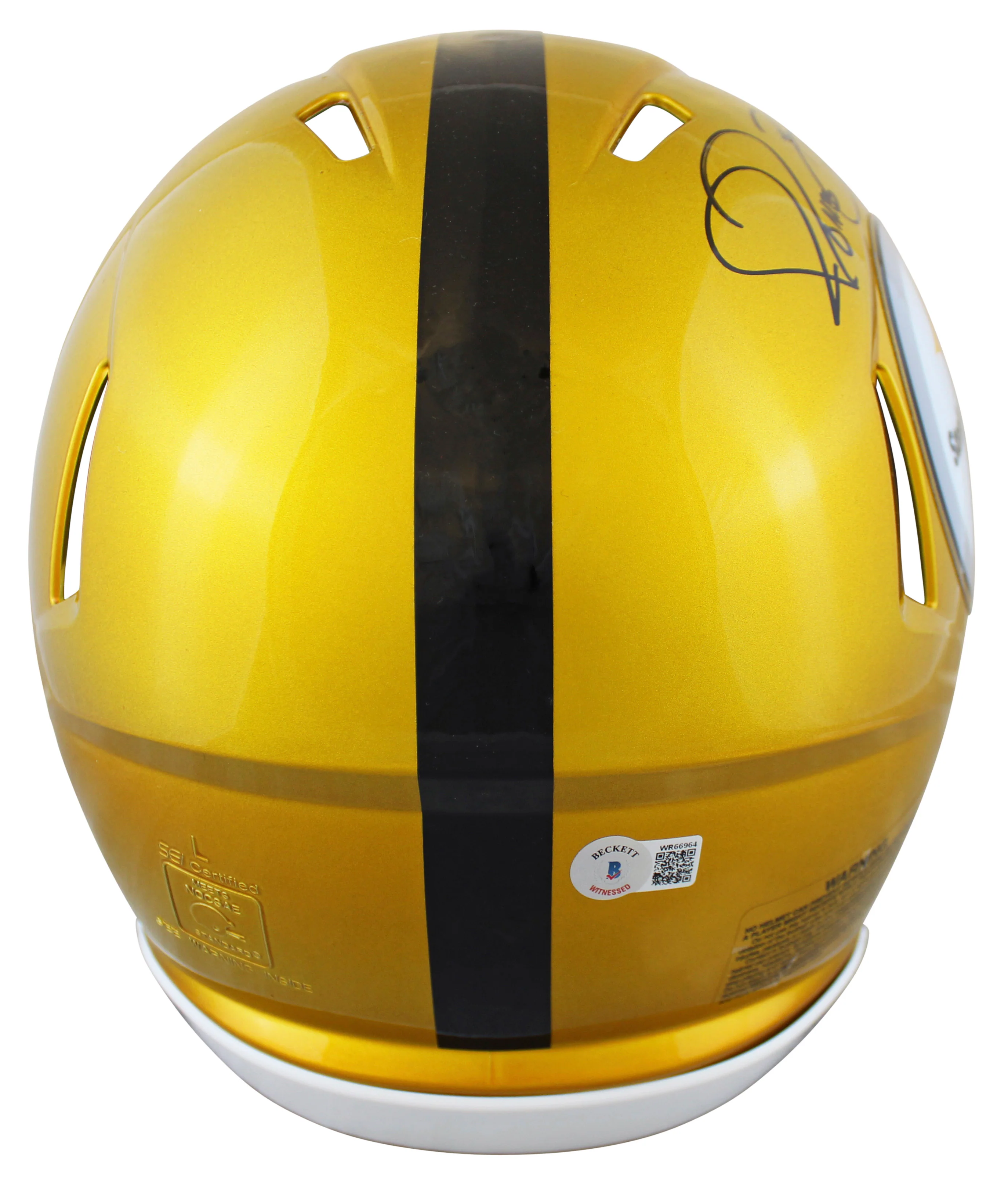 Steelers Jerome Bettis "HOF 15" Signed Flash Full Size Speed Proline Helmet BAS - Image 3