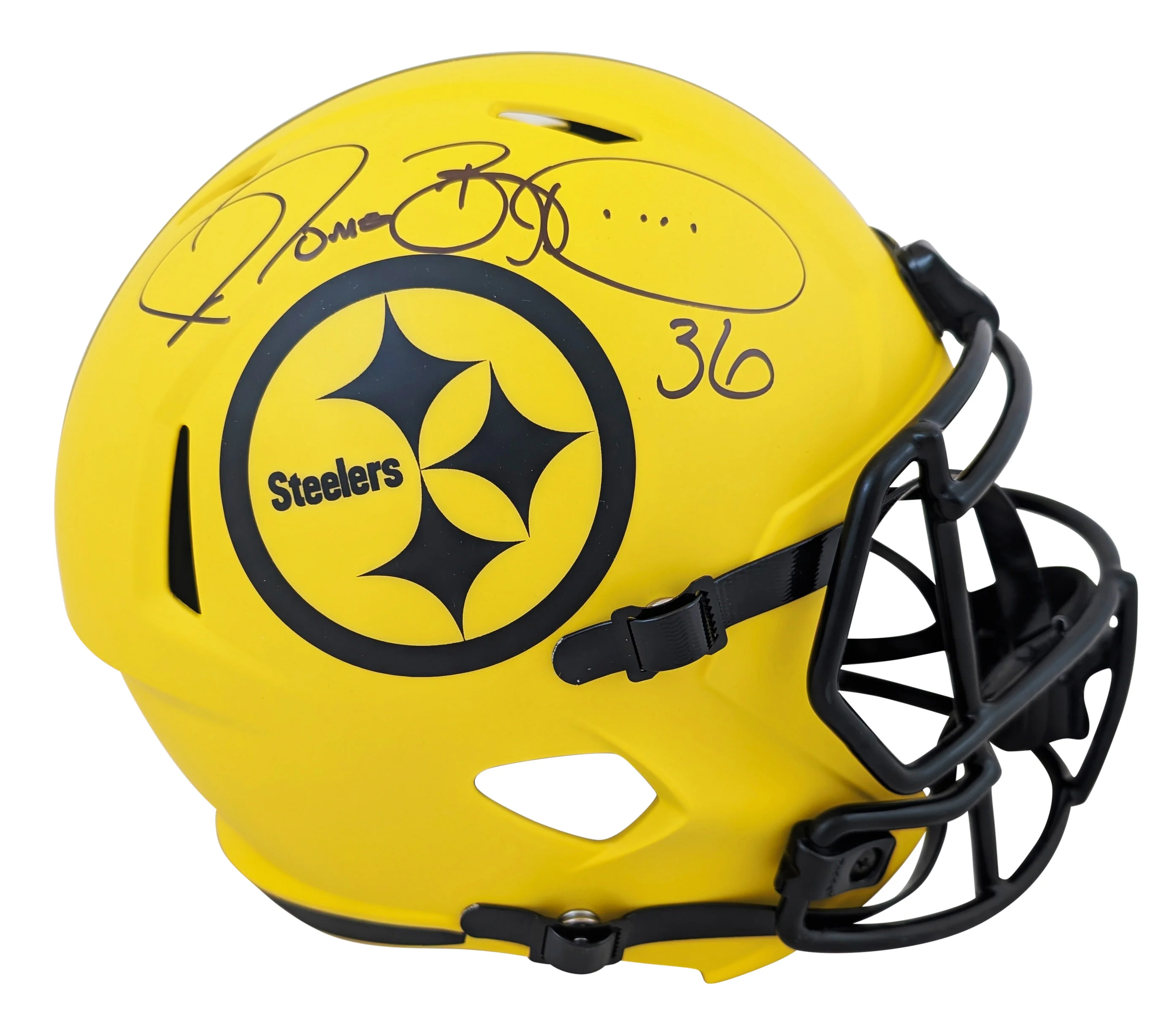Steelers Jerome Bettis Signed Rave Full Size Speed Rep Helmet W/ Case BAS Wit - Image 3