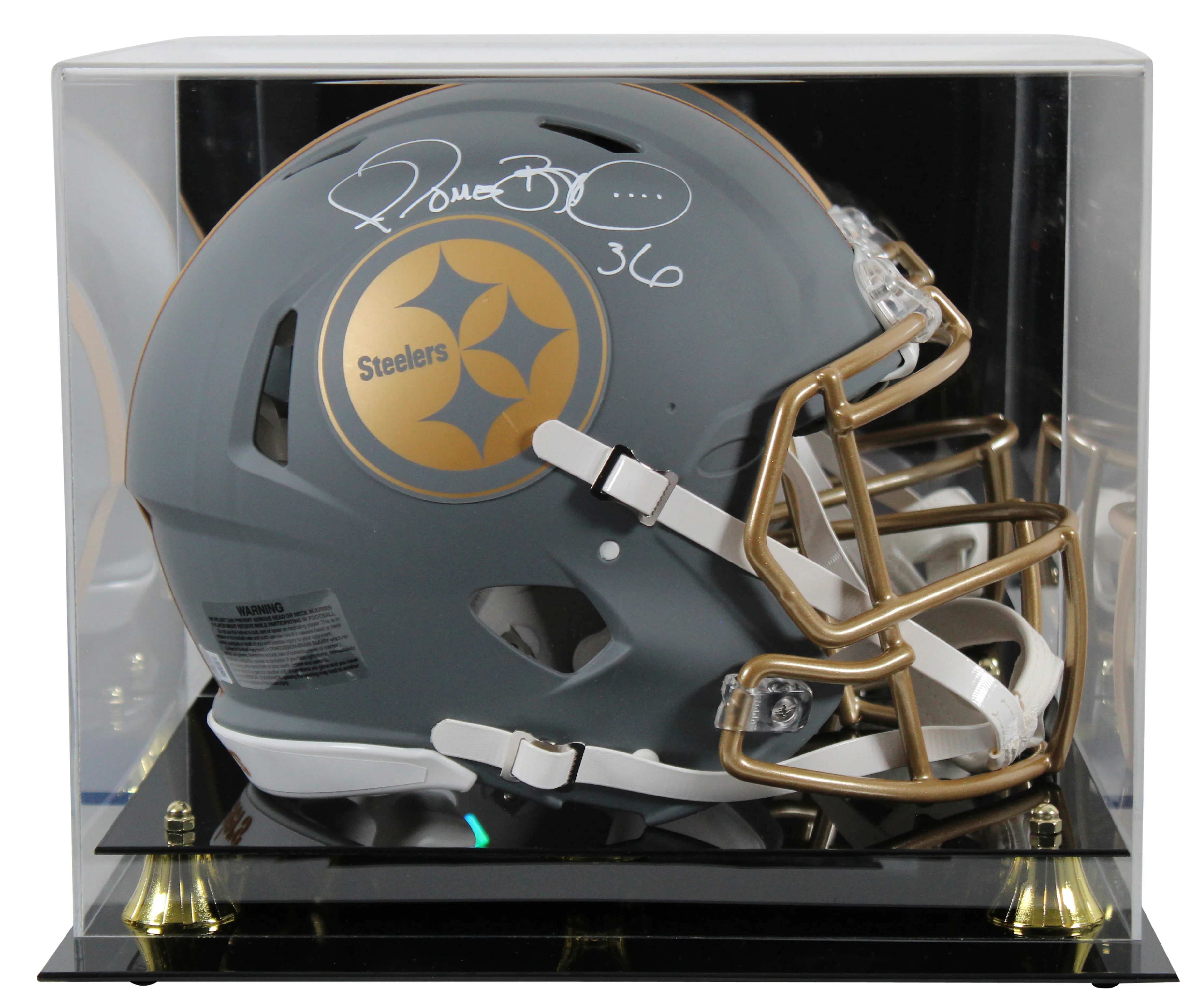 Steelers Jerome Bettis Signed Slate F/S Speed Proline Helmet W/ Case BAS Wit - Image 2